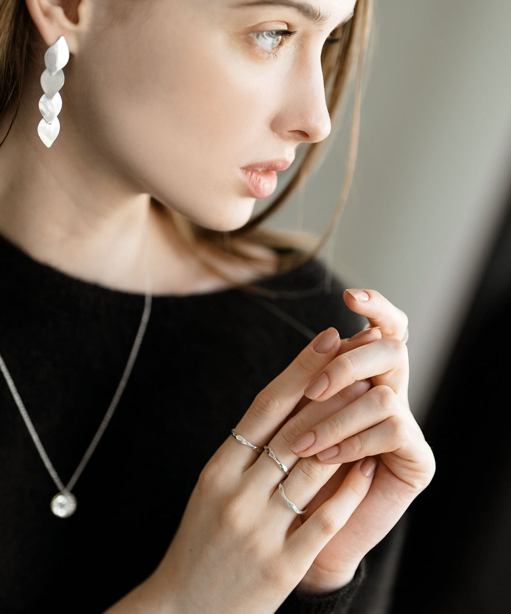 18K Gold Plated Sterling Silver 3 Layerd Wavy Ring | MERV