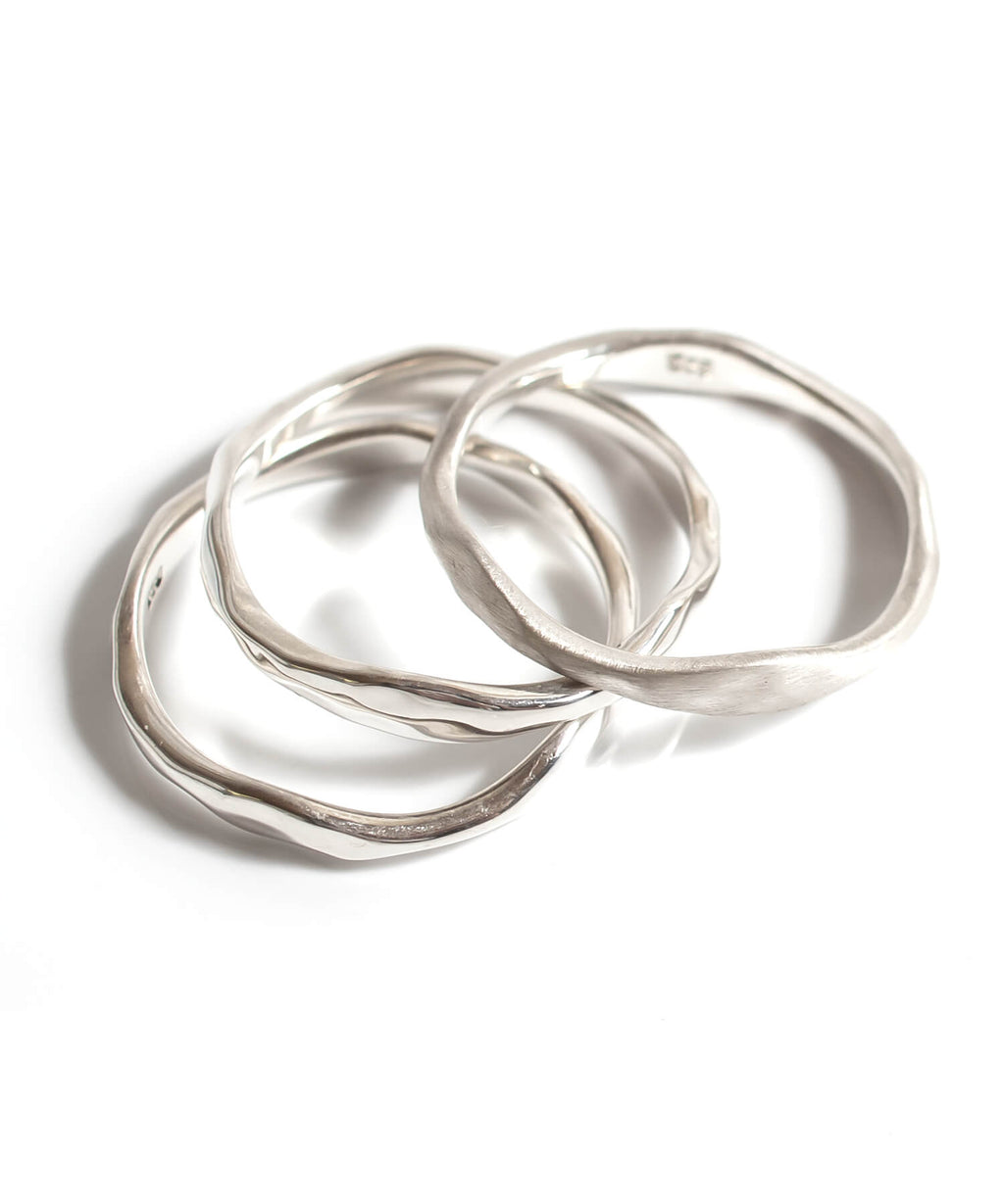 18K Gold Plated Sterling Silver 3 Layerd Wavy Ring | MERV