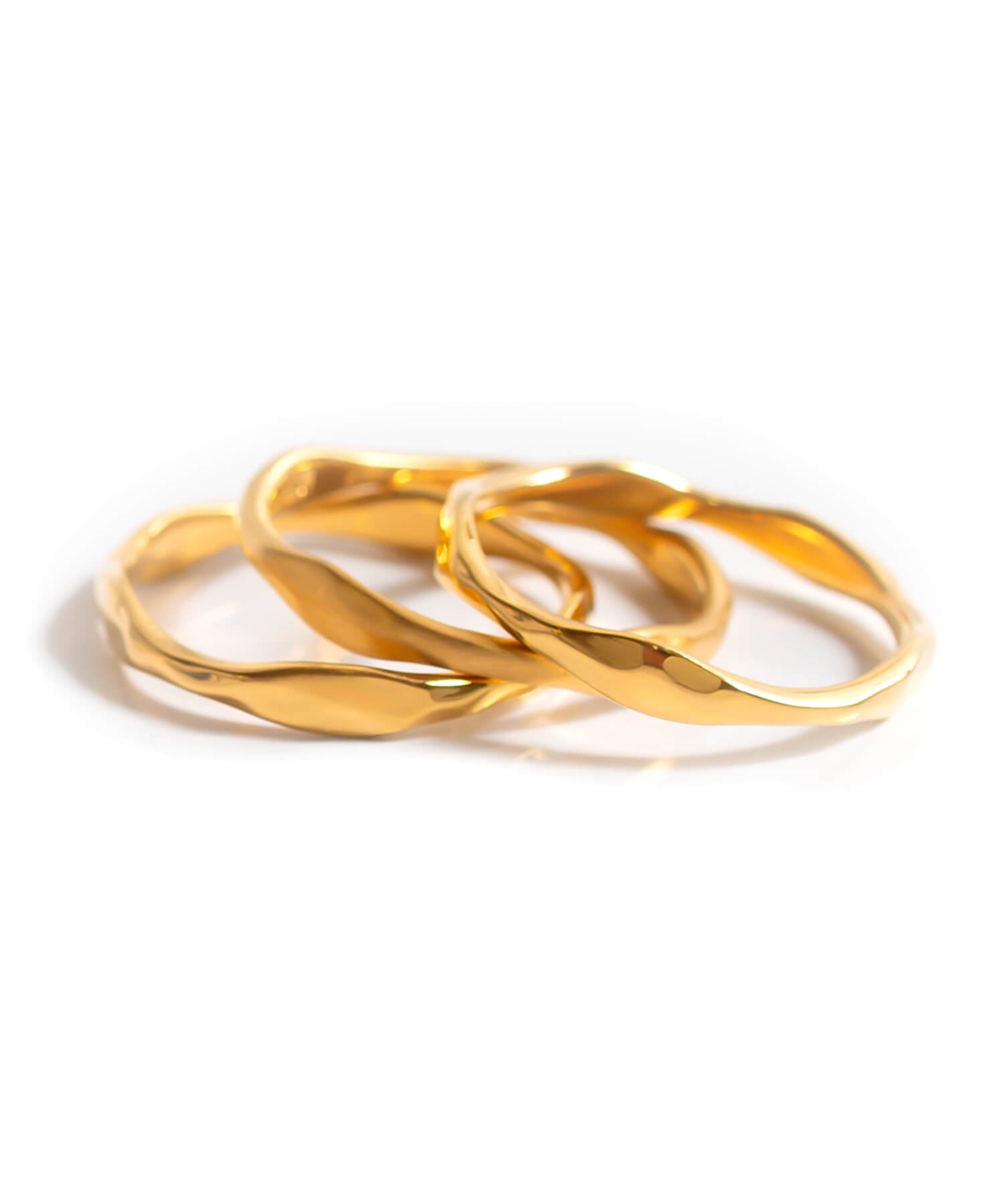 18K Gold Plated Sterling Silver 3 Layerd Wavy Ring | MERV