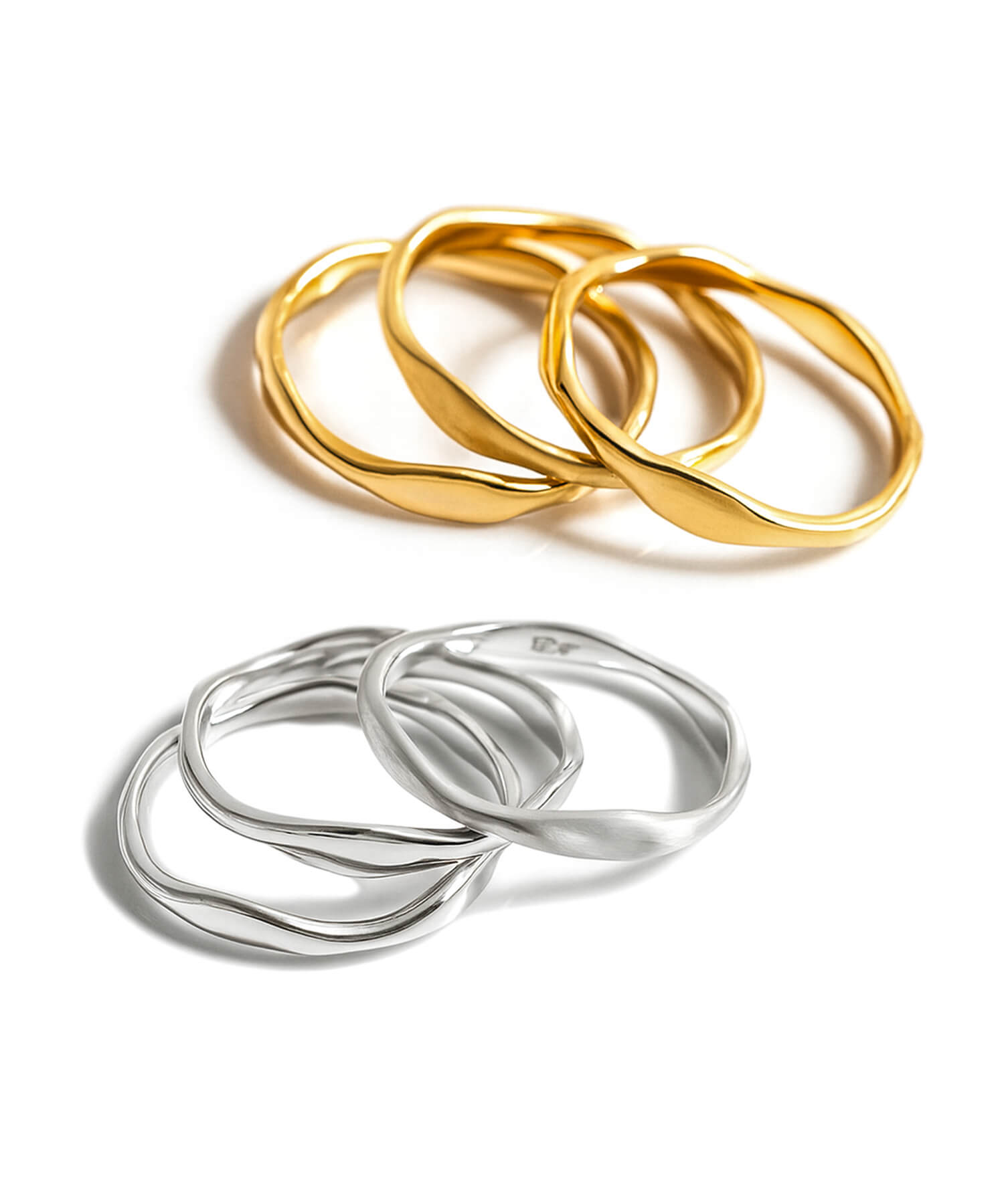18K Gold Plated Sterling Silver 3 Layerd Wavy Ring | MERV
