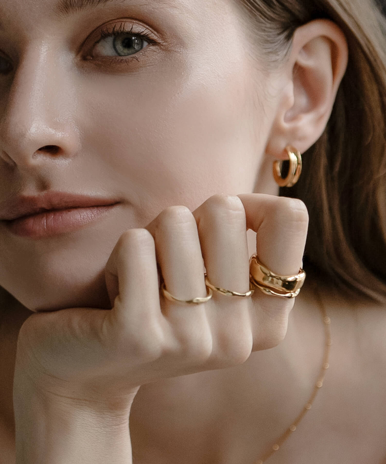 18K Gold Plated Sterling Silver 3 Layerd Wavy Ring | MERV