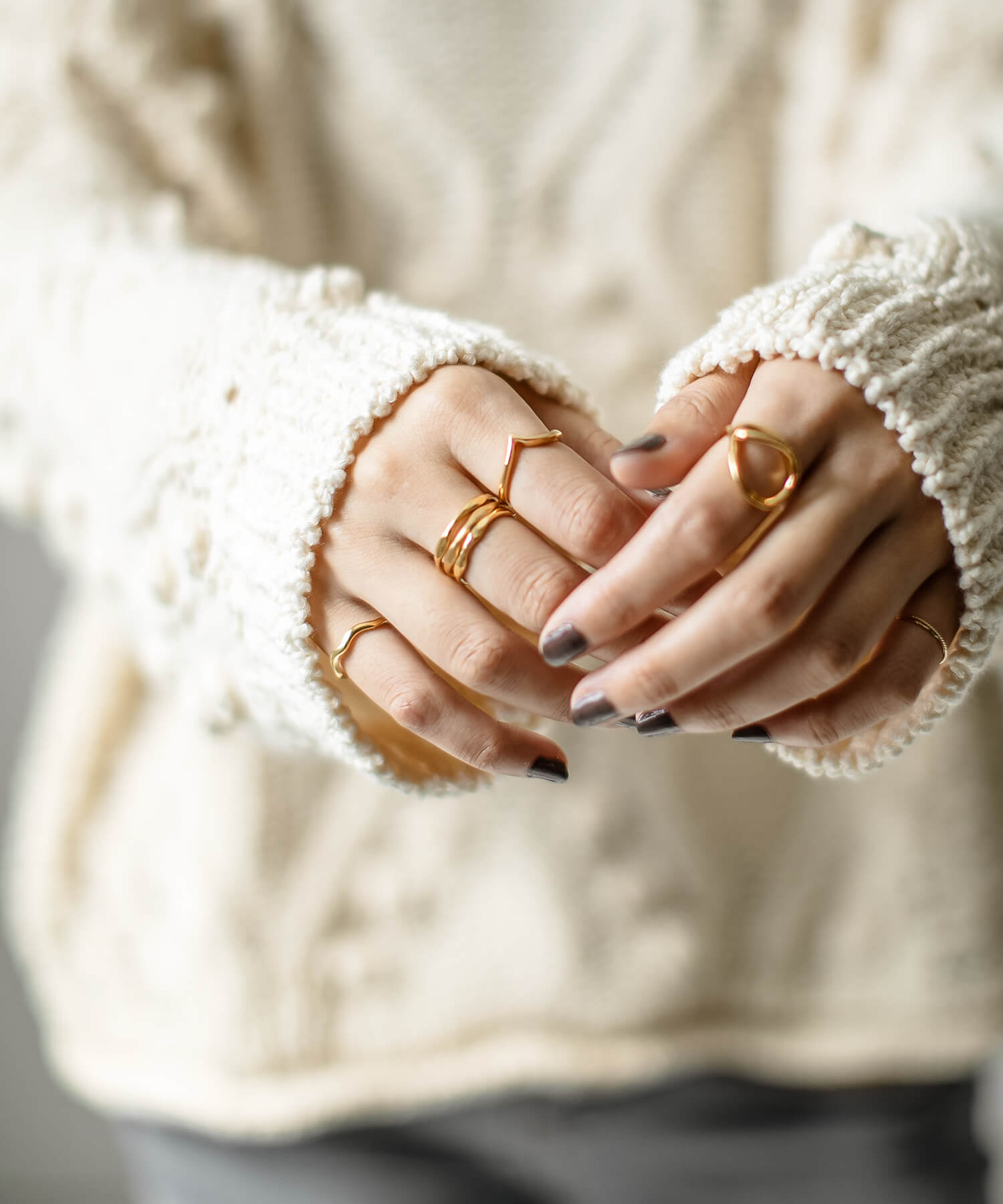 18K Gold Plated Sterling Silver 3 Layerd Wavy Ring | MERV
