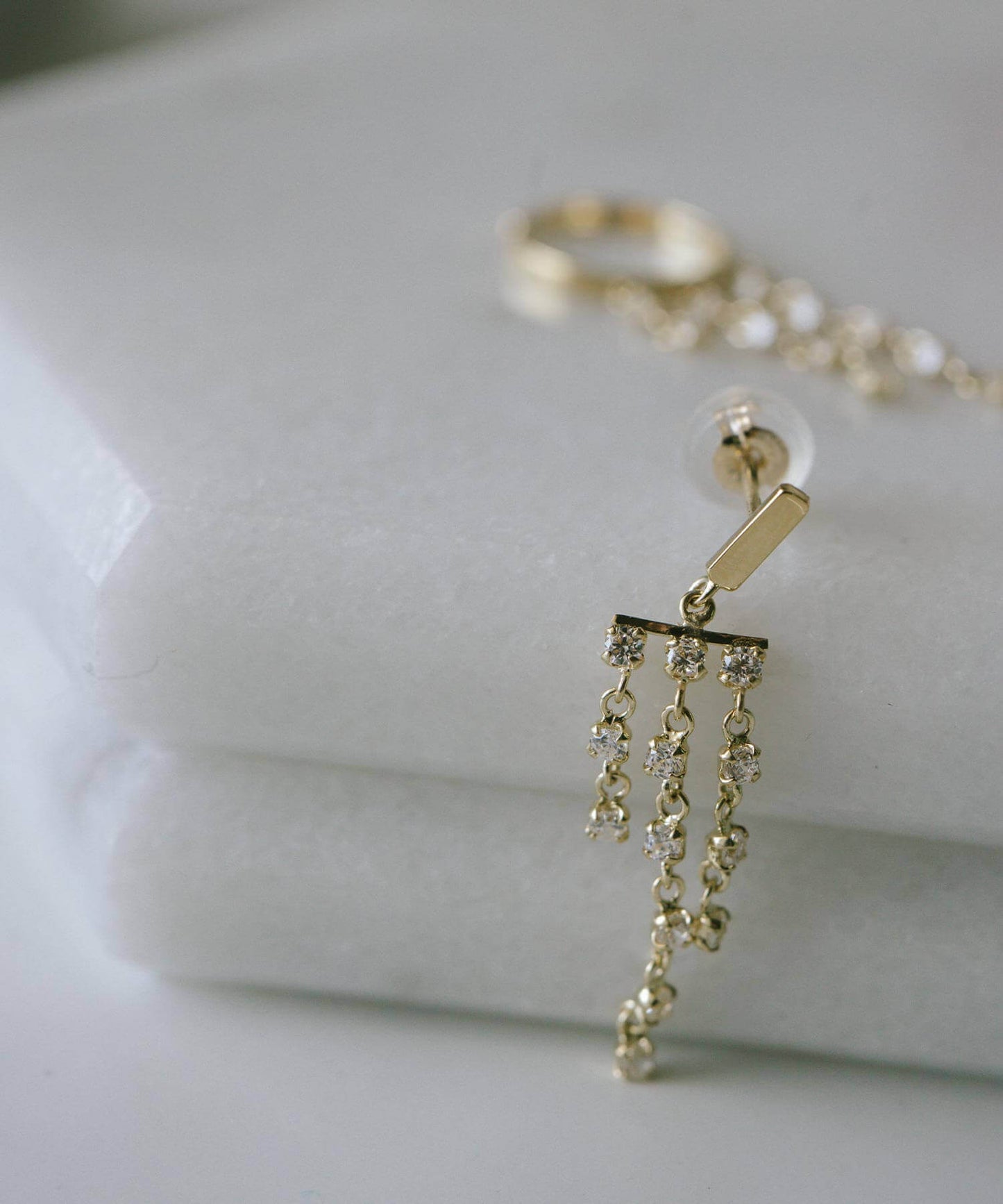 K10 Precious Fringe Chain Earring and Earcuff | METEOR EARRING & EAR CUFF