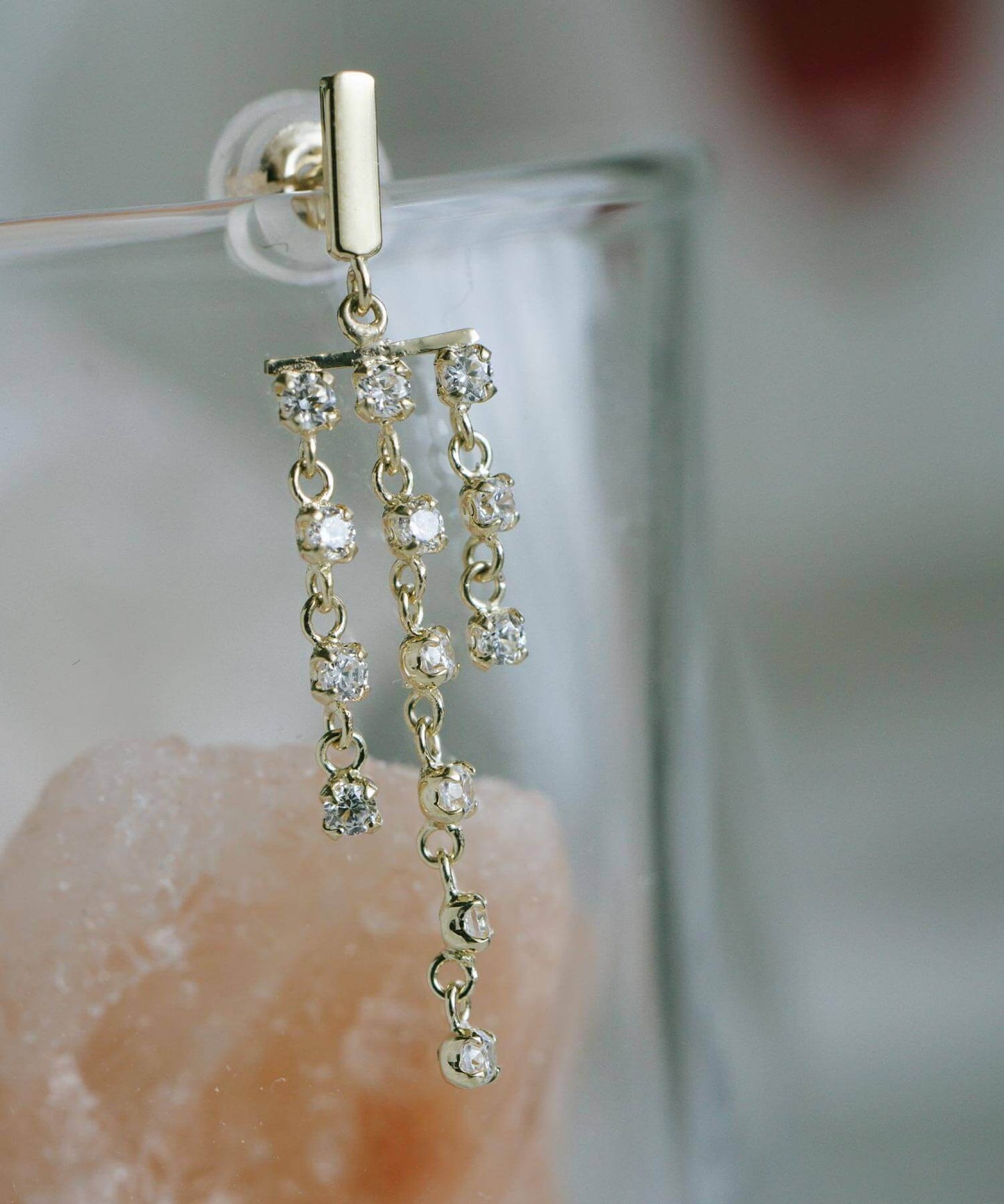 K10 Precious Fringe Chain Earring and Earcuff | METEOR EARRING & EAR CUFF