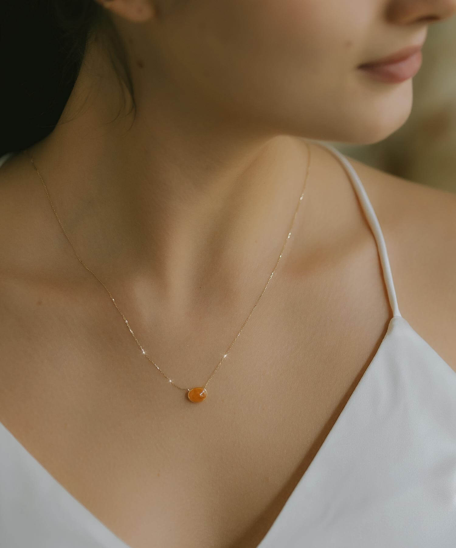 10K Gold Oval Gemstone Necklace | ELIA-TRE