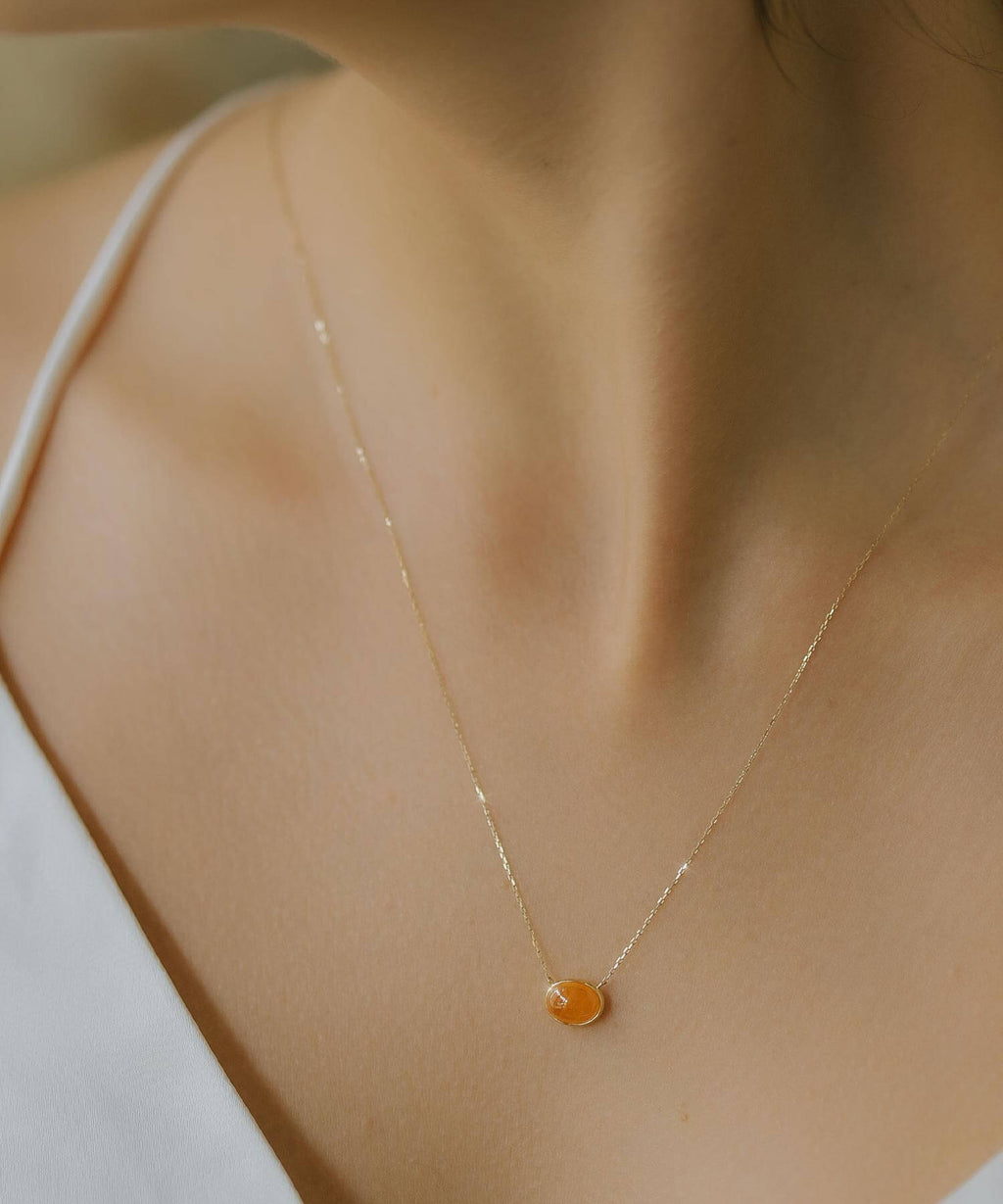 10K Gold Oval Gemstone Necklace | ELIA-TRE