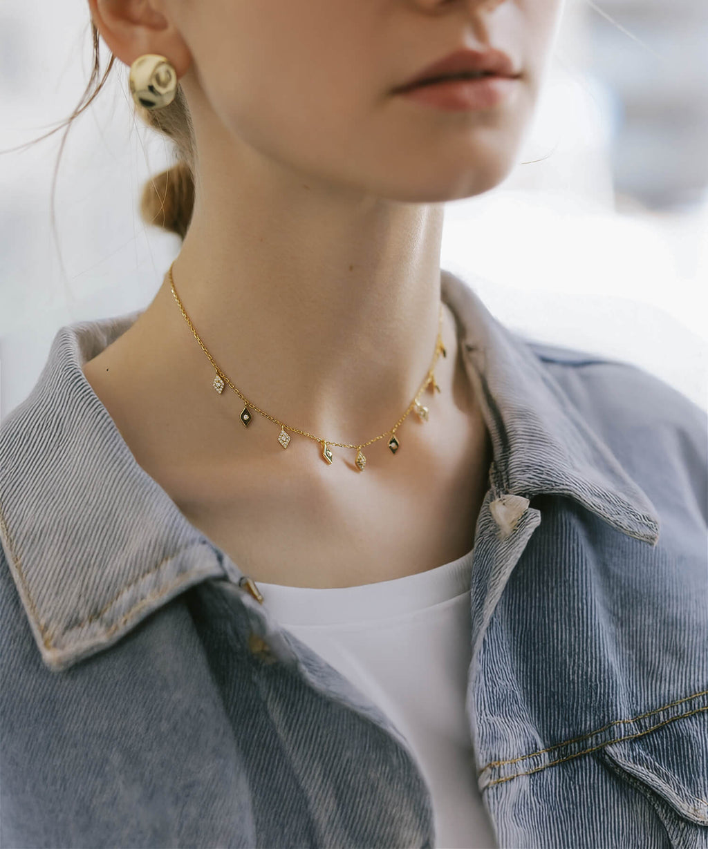 18K Gold Plated Sterling Silver Tinkle Choker Necklace | MIGELLA-DIA