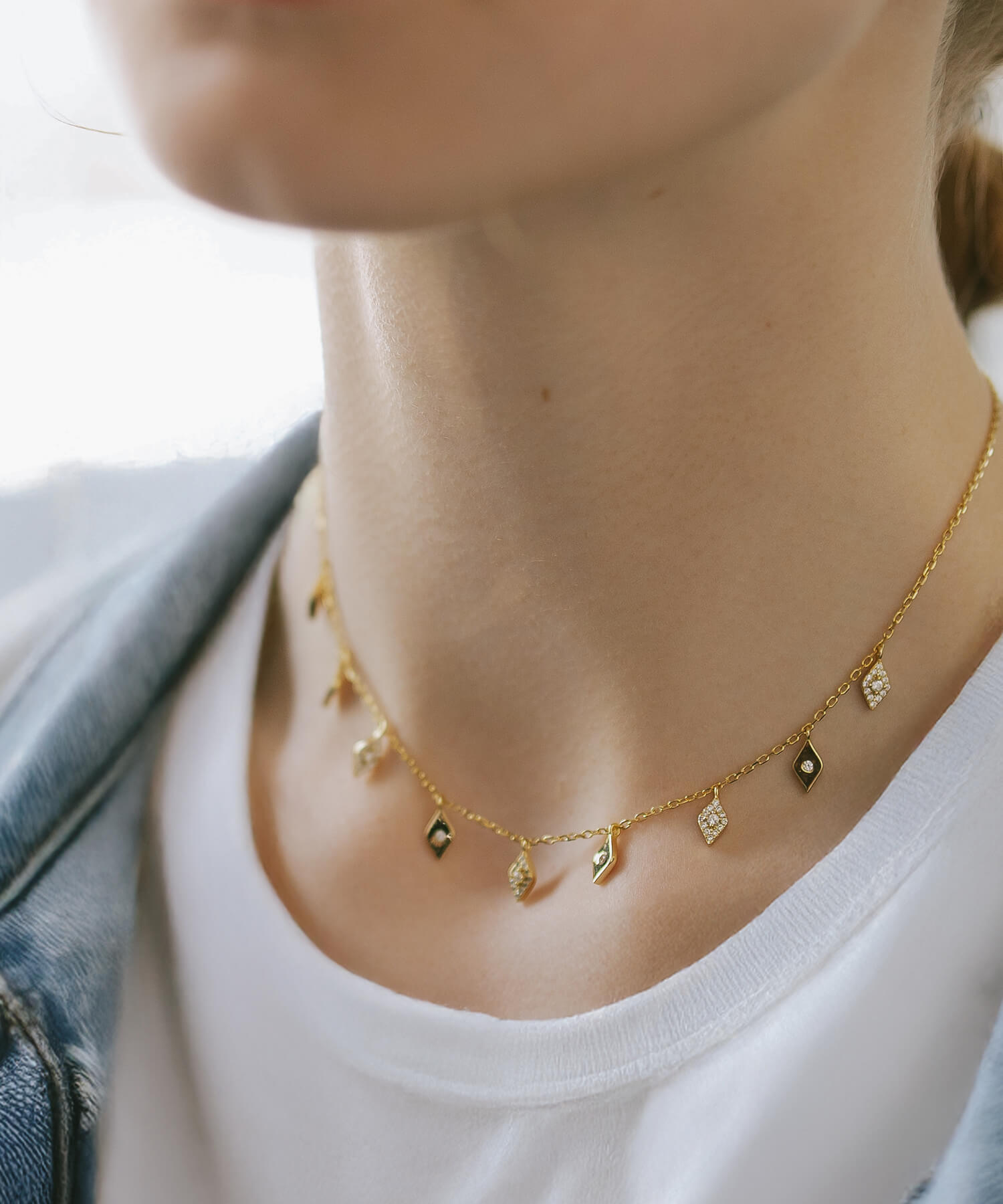 18K Gold Plated Sterling Silver Tinkle Choker Necklace | MIGELLA-DIA
