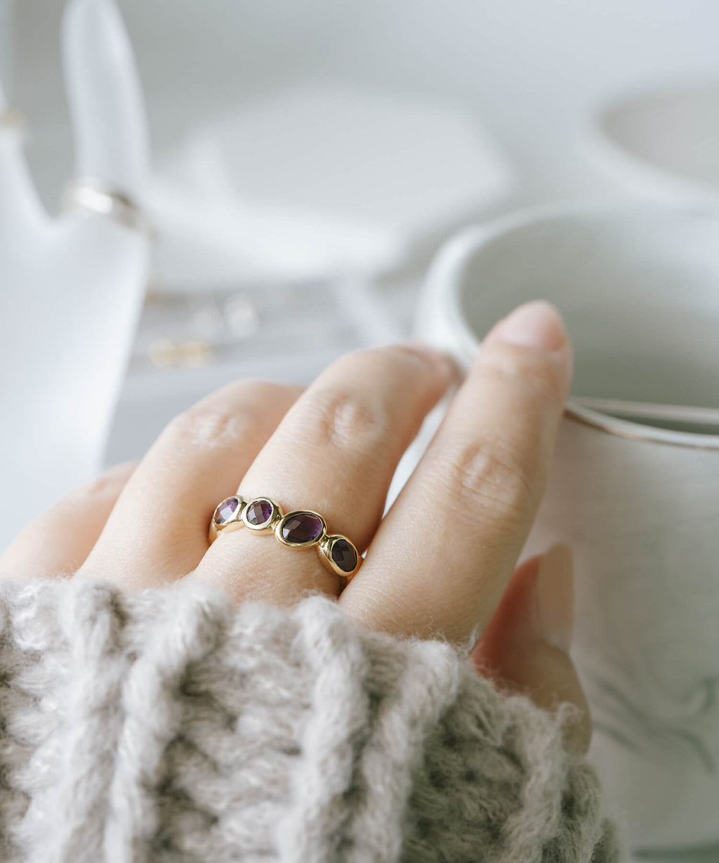 18K Gold Plated Sterling Silver Amethyst Eternity Gemstone Ring | ANTHEIA VIOLA