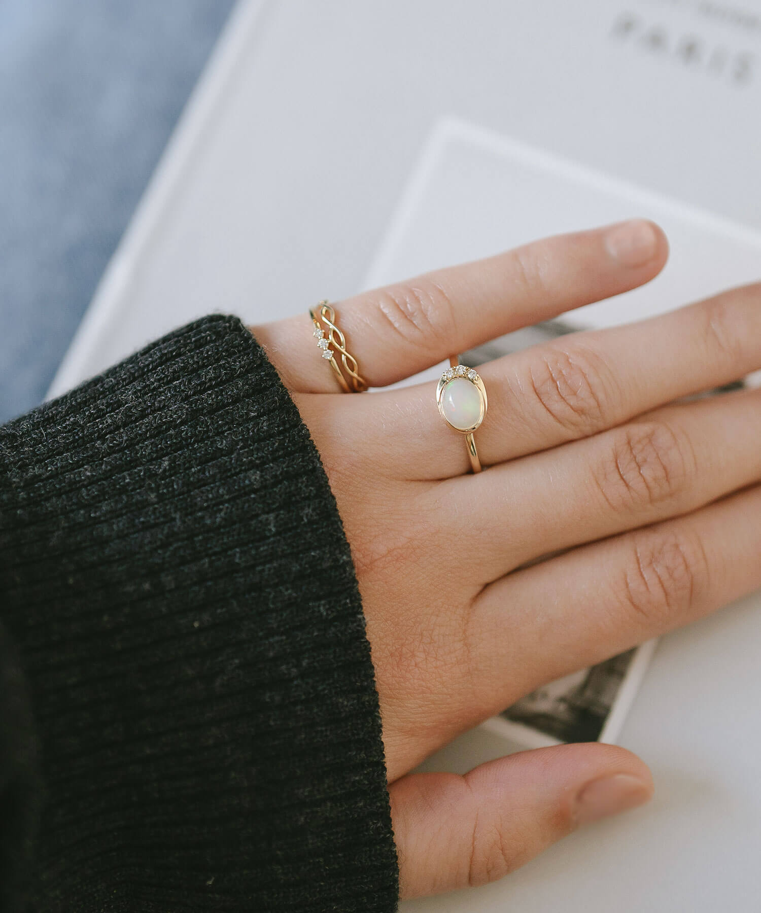 Crescent Moon Opal Ring | ELIA-TVA