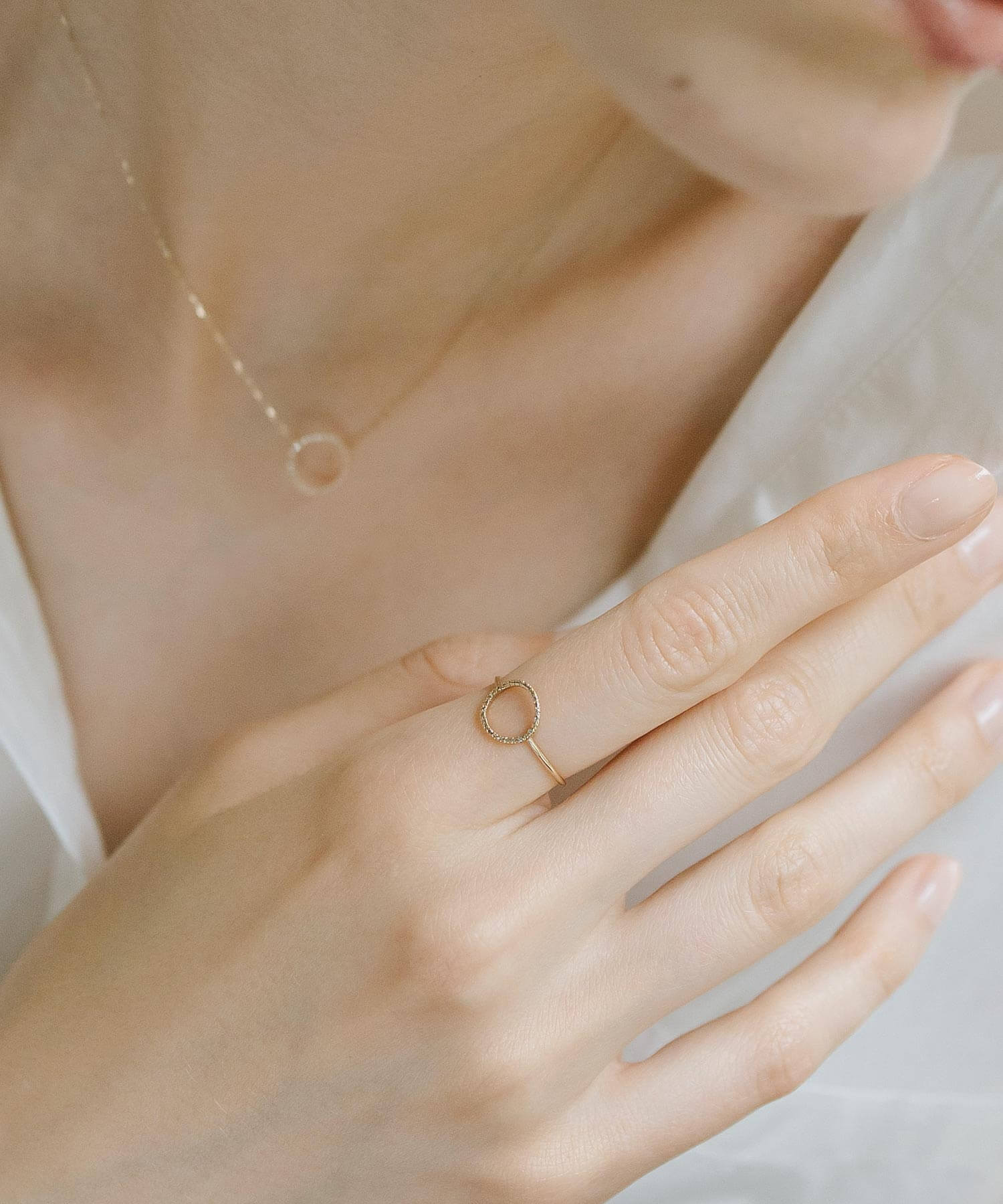 10K Gold Pave Diamond Open Circle Ring | FOSSOLE