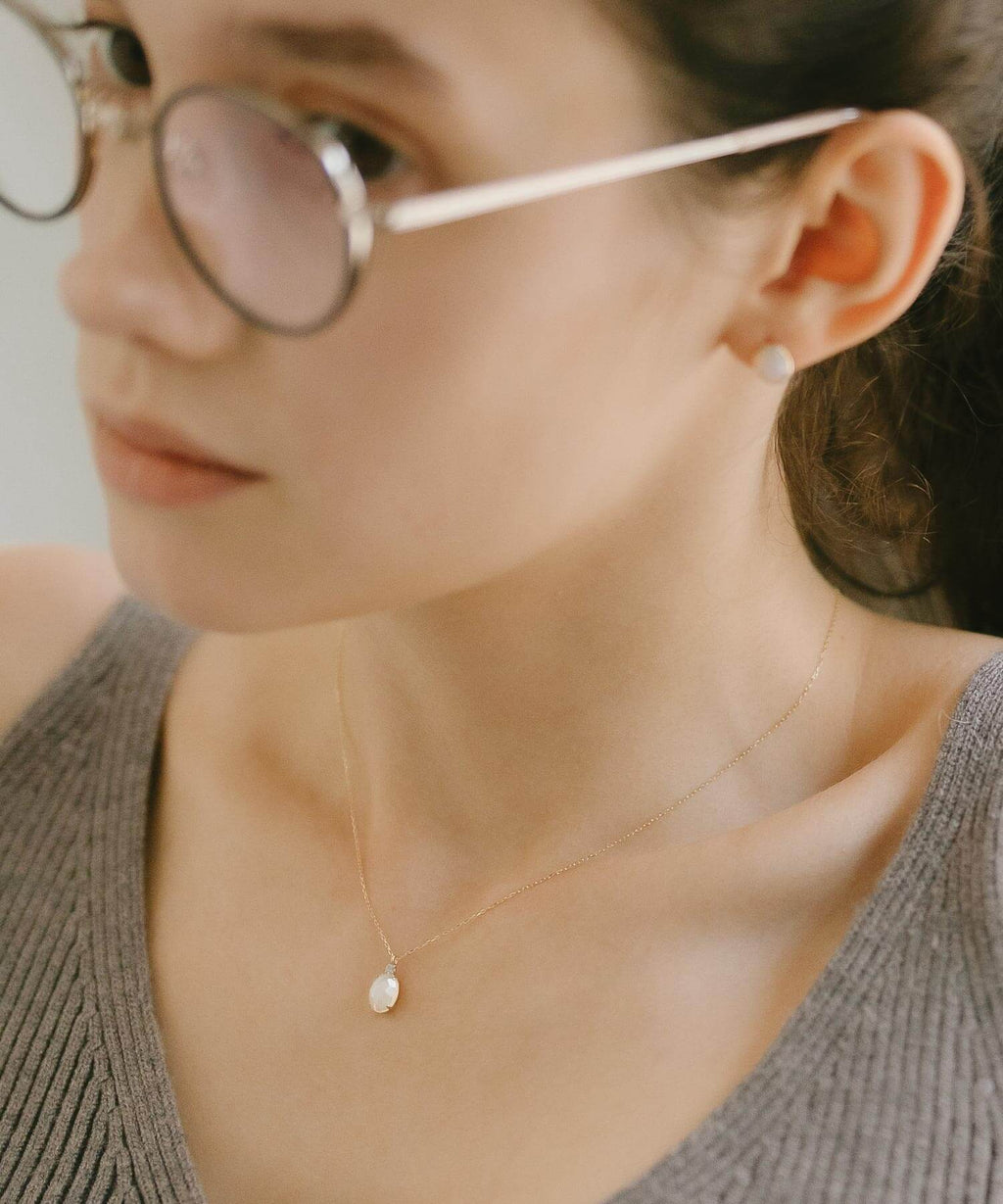 10K Gold Obal Opal & Bluetopaz Accent Necklace | GLOA-NOLL