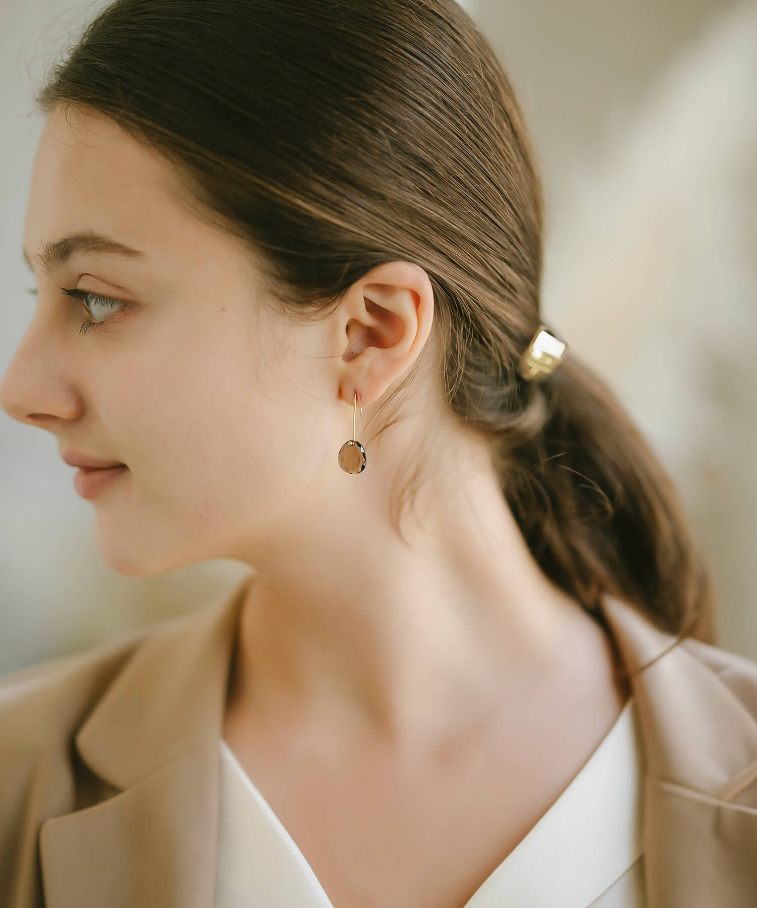 10K Gold Smoky Quartz Earrings | LACHTARA-FYRA