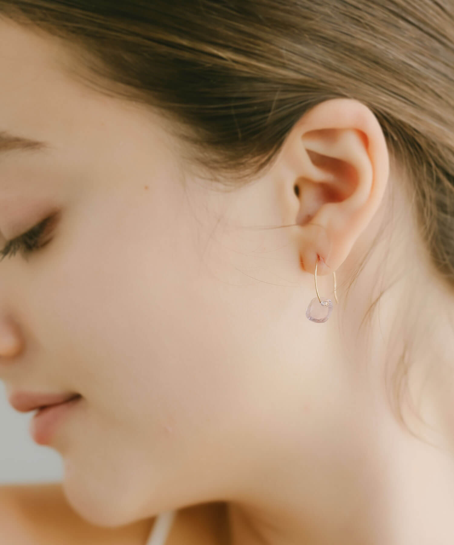 10K Gold Tablecut Gemstone Hook Earrings | LACHTARA-SJU