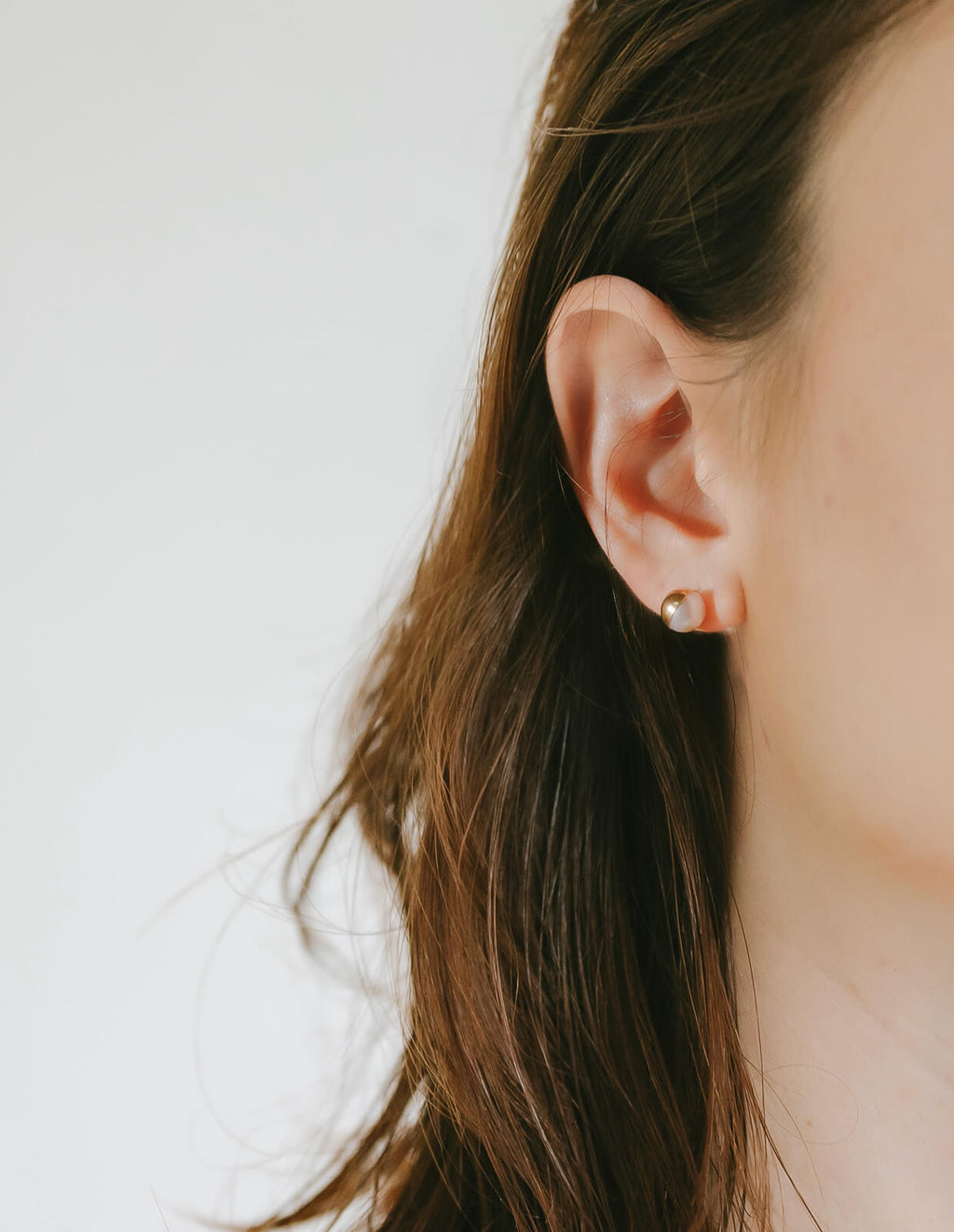 18K Gold 8mm Half Cap Stud Earrings | LALUNO