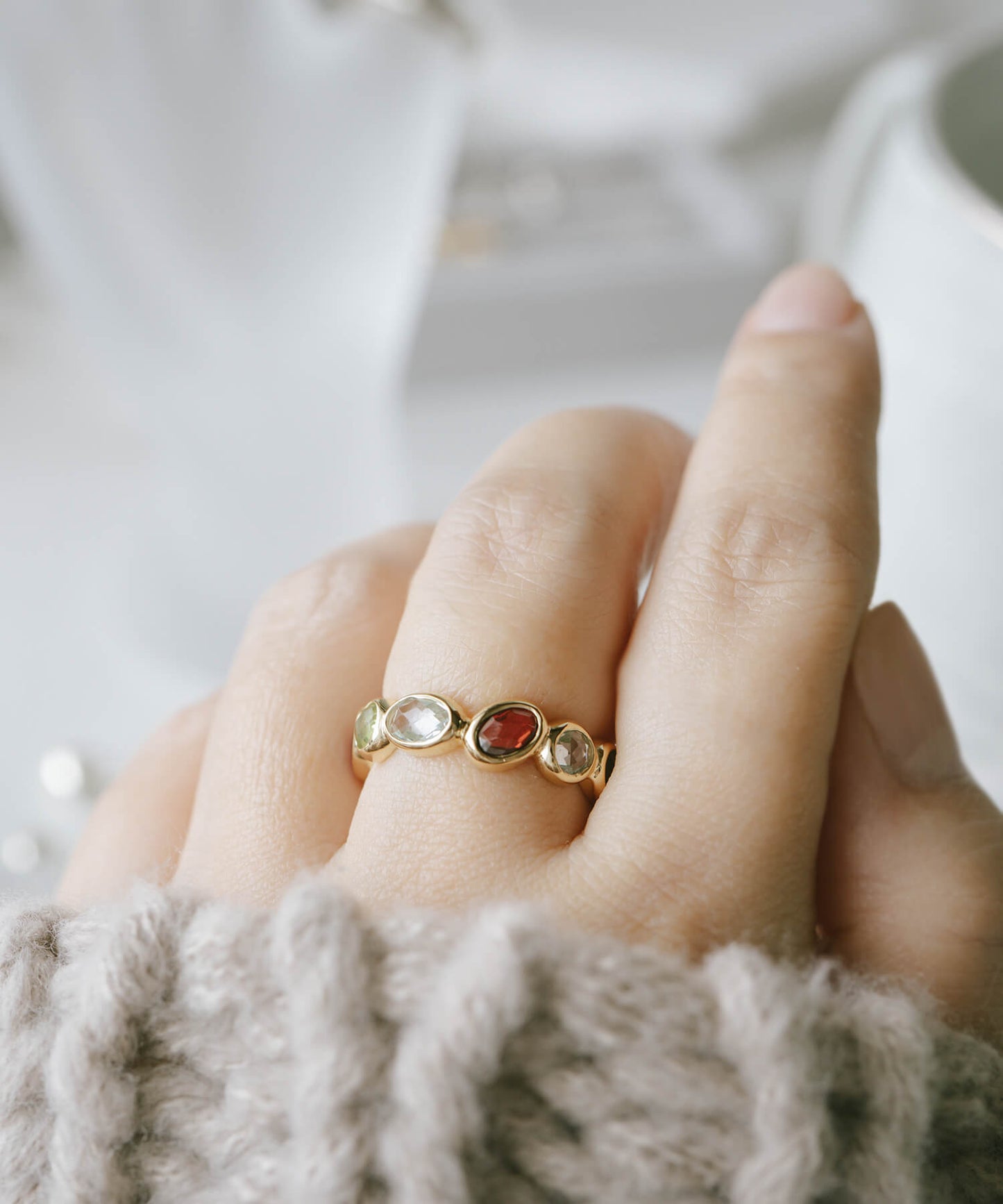 Multi Color Eternity Gemstone Ring | ANTHEIA-VER