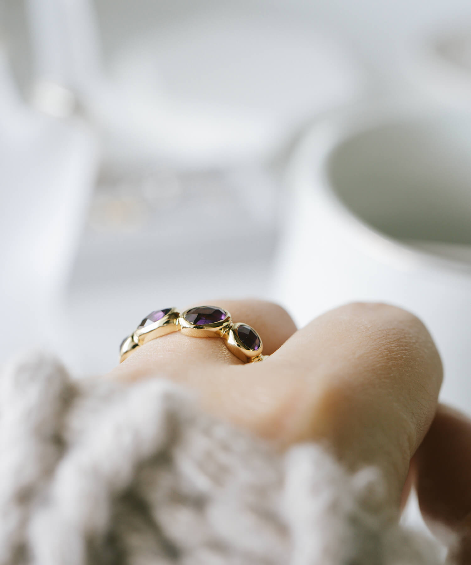 18K Gold Plated Sterling Silver Amethyst Eternity Gemstone Ring | ANTHEIA VIOLA