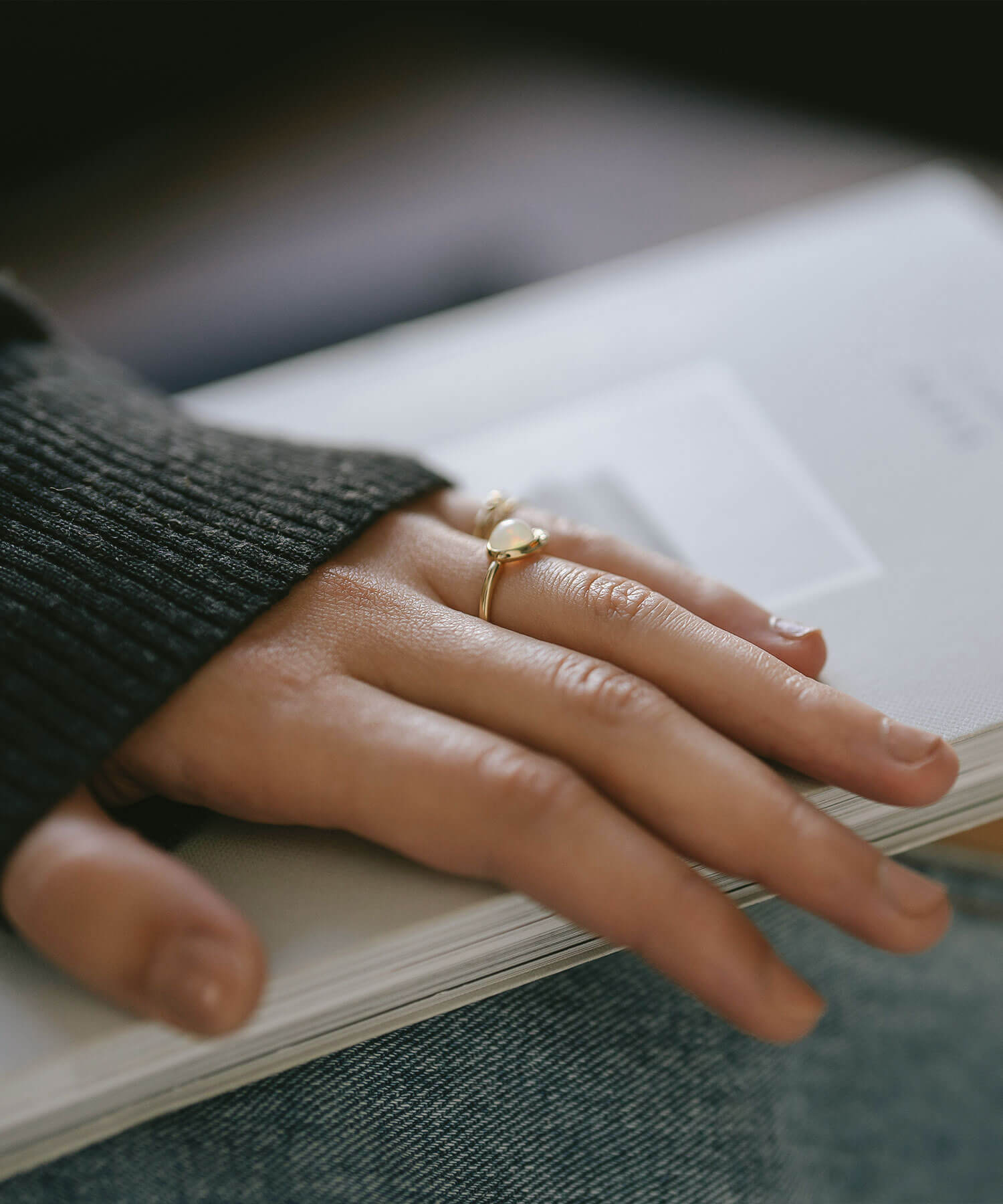 Crescent Moon Opal Ring | ELIA-TVA