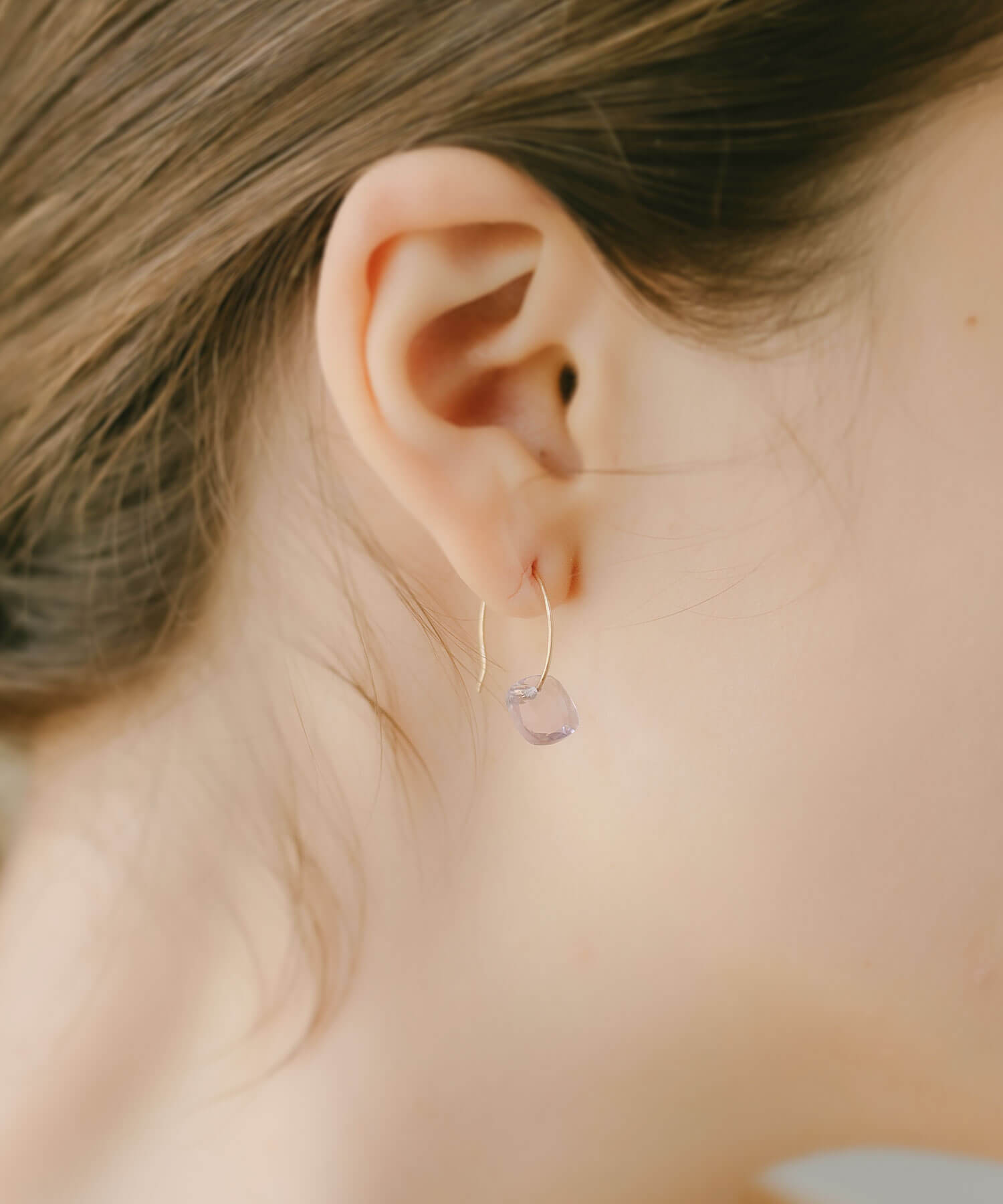 10K Gold Tablecut Gemstone Hook Earrings | LACHTARA-SJU