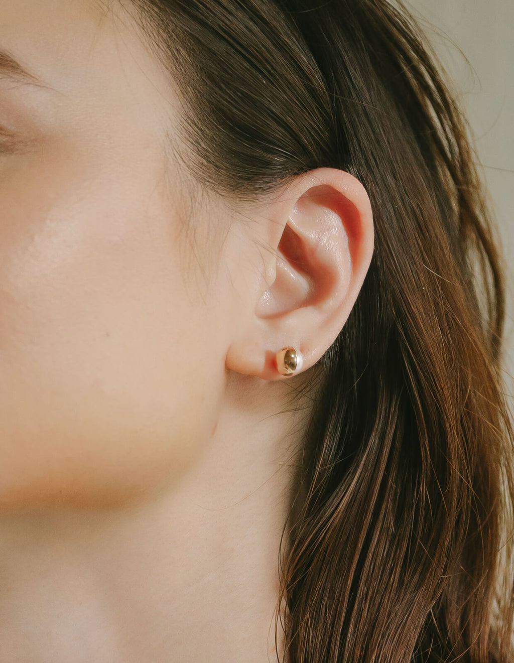 18K Gold 8mm Half Cap Stud Earrings | LALUNO