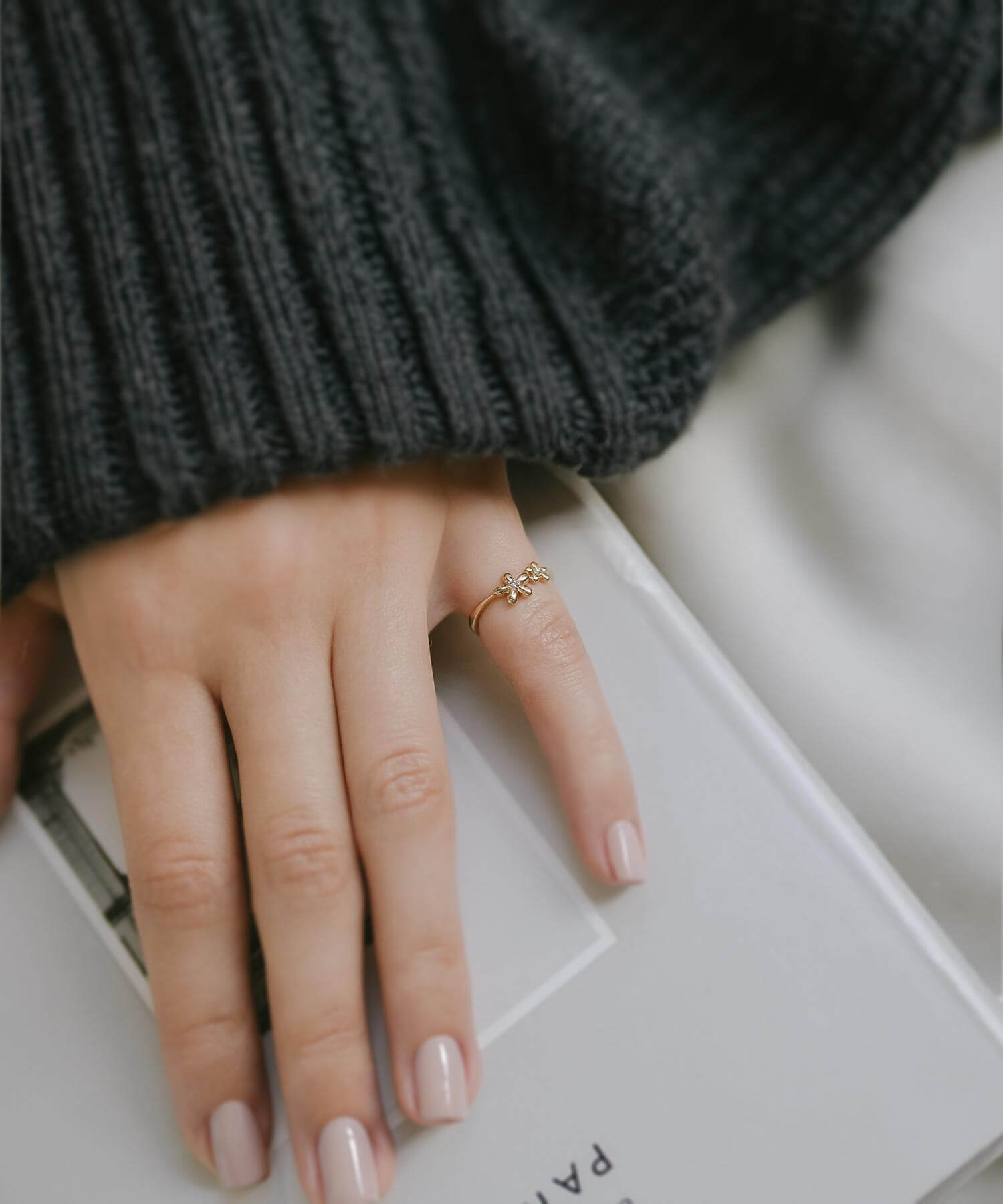 10K Gold Diamond Flower Ring | TERRA-FIORE