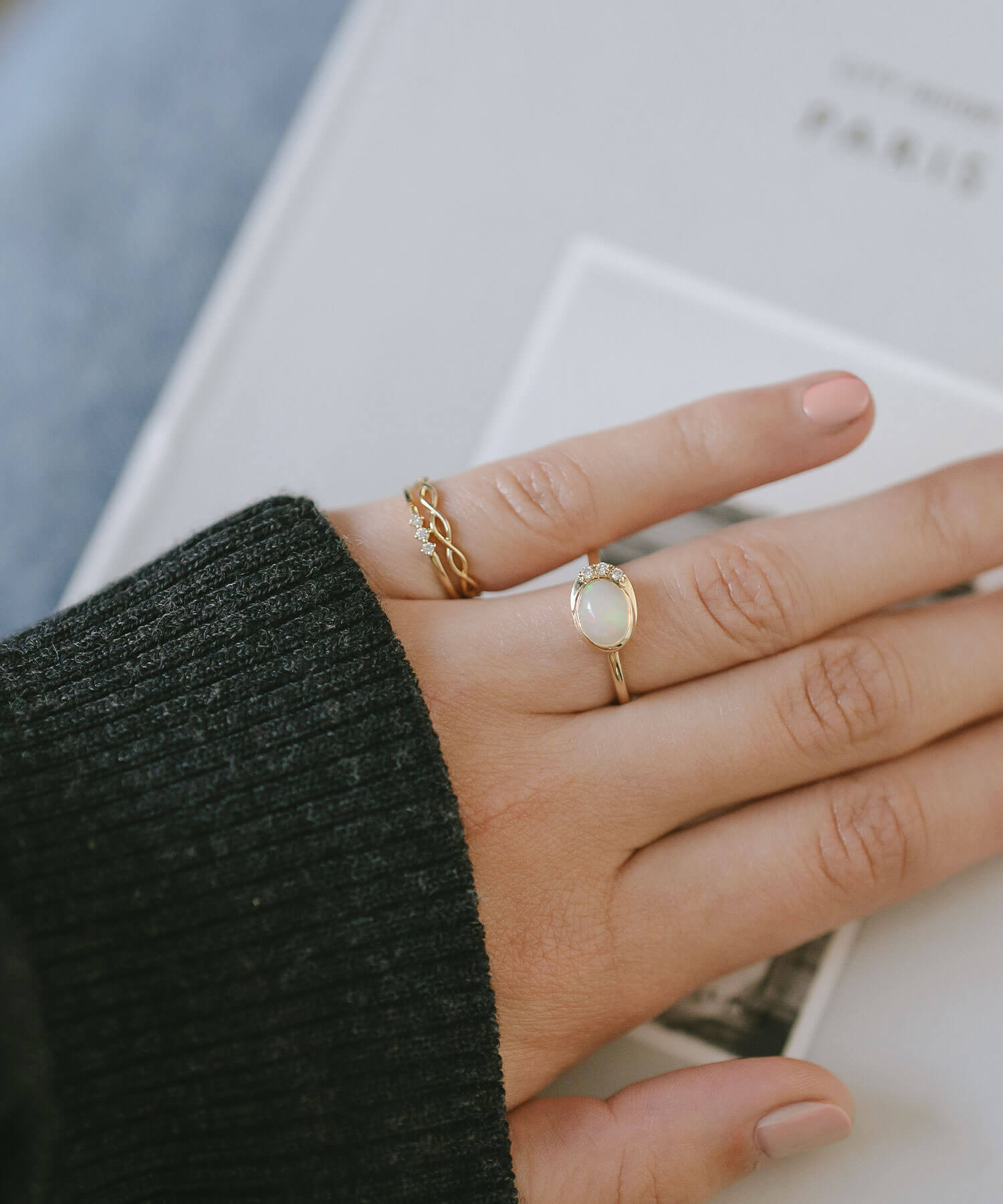 10K Gold Triple Diamond Twist Ring | TERRA RAMAGE