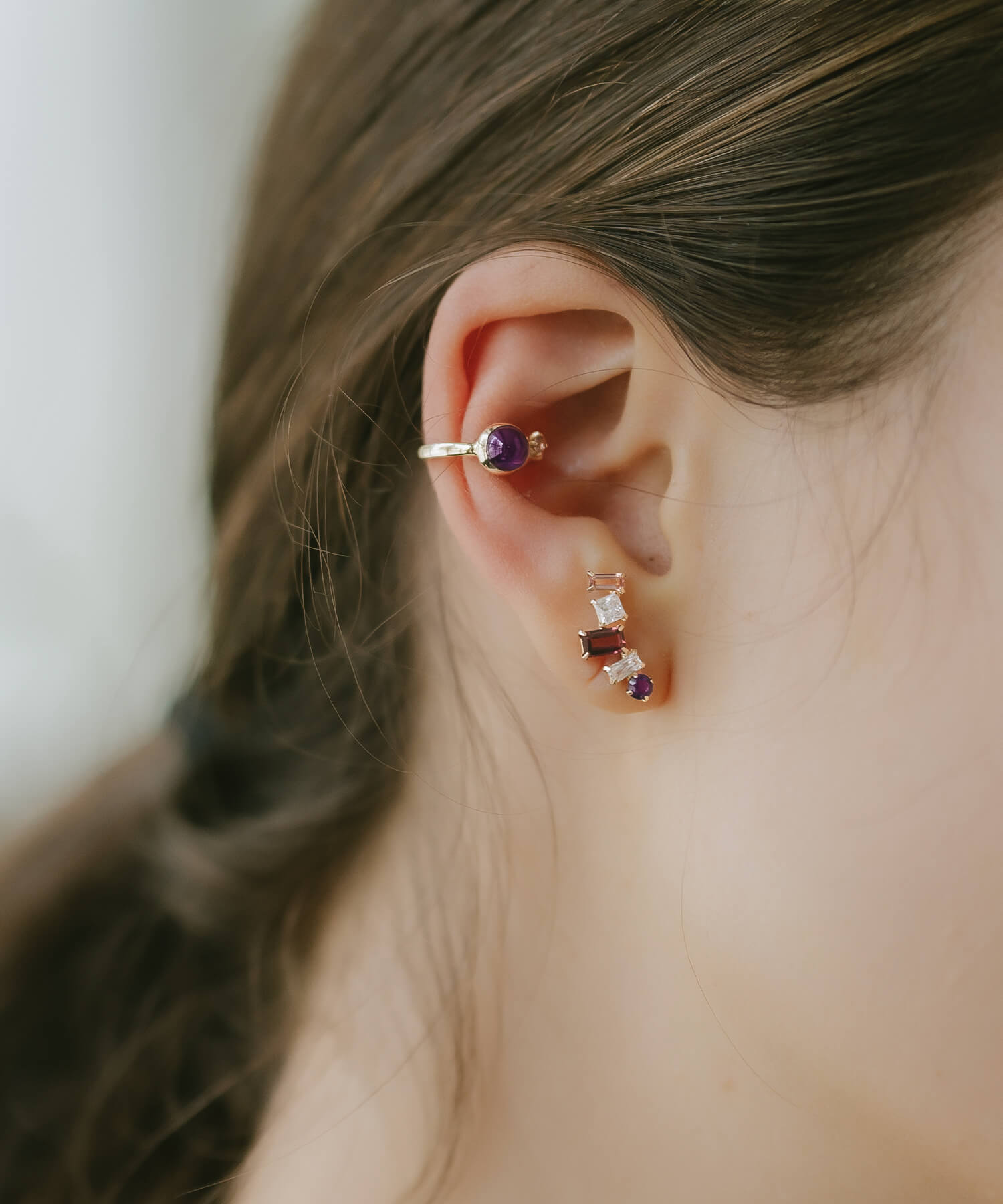 10K Gold Multi Gemstone Earring | TETRA-FEM