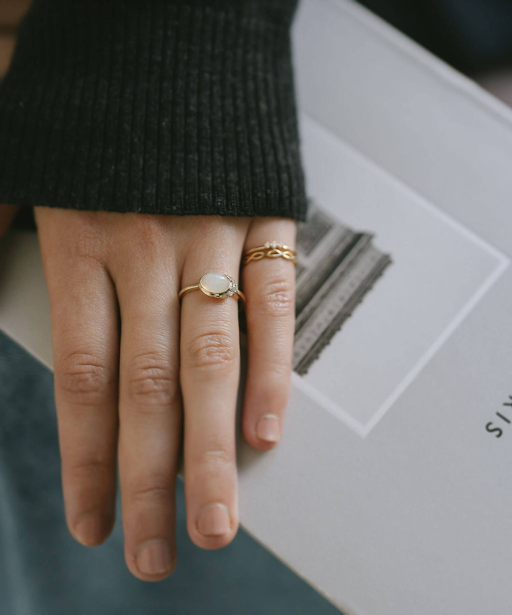Crescent Moon Opal Ring | ELIA-TVA