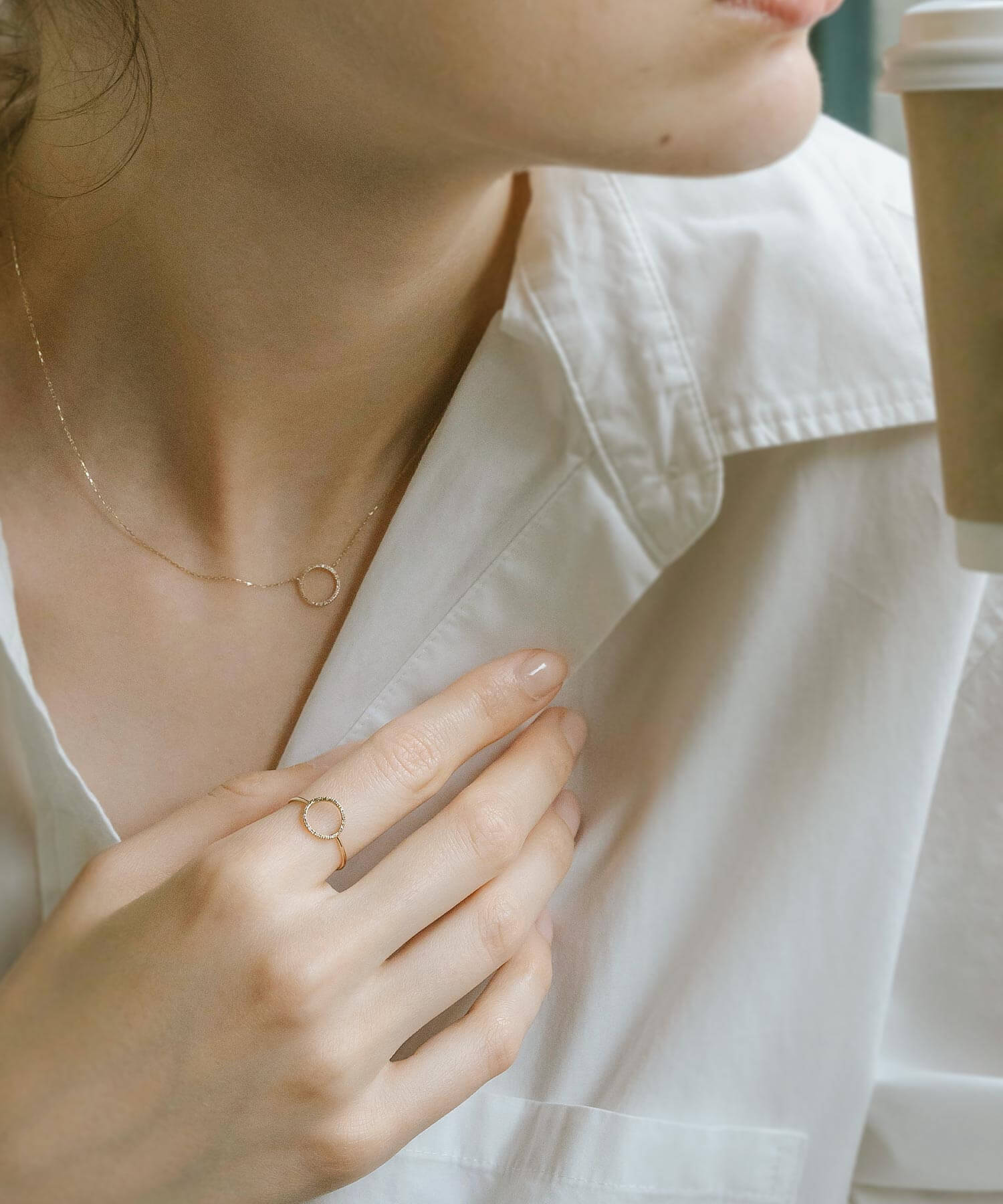 10K Gold Pave Diamond Open Circle Ring | FOSSOLE