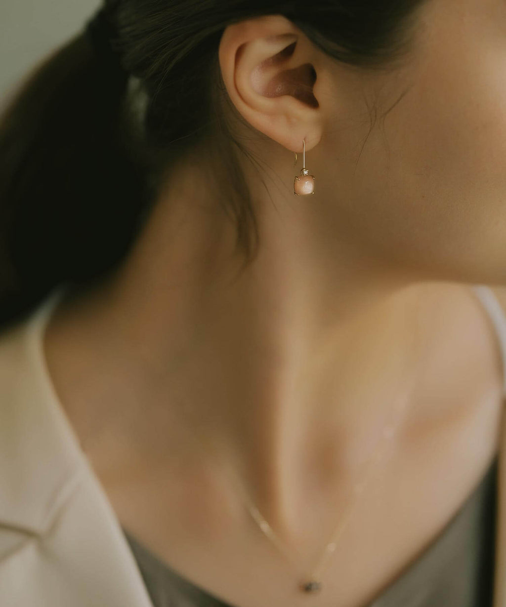 10K Gold Square Gemstone Earrings | LACHTARA-TVA