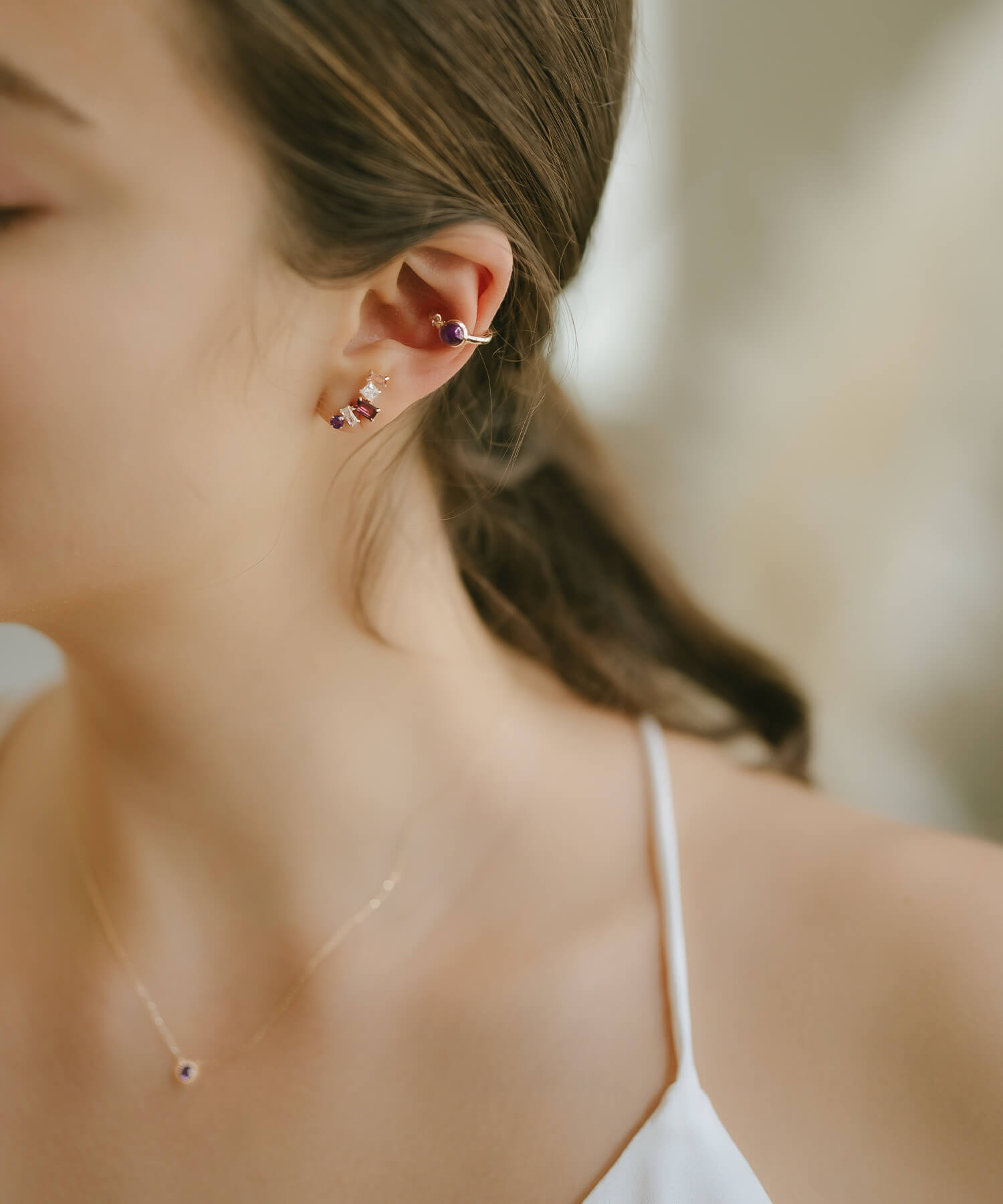 10K Gold Multi Gemstone Earring | TETRA-FEM