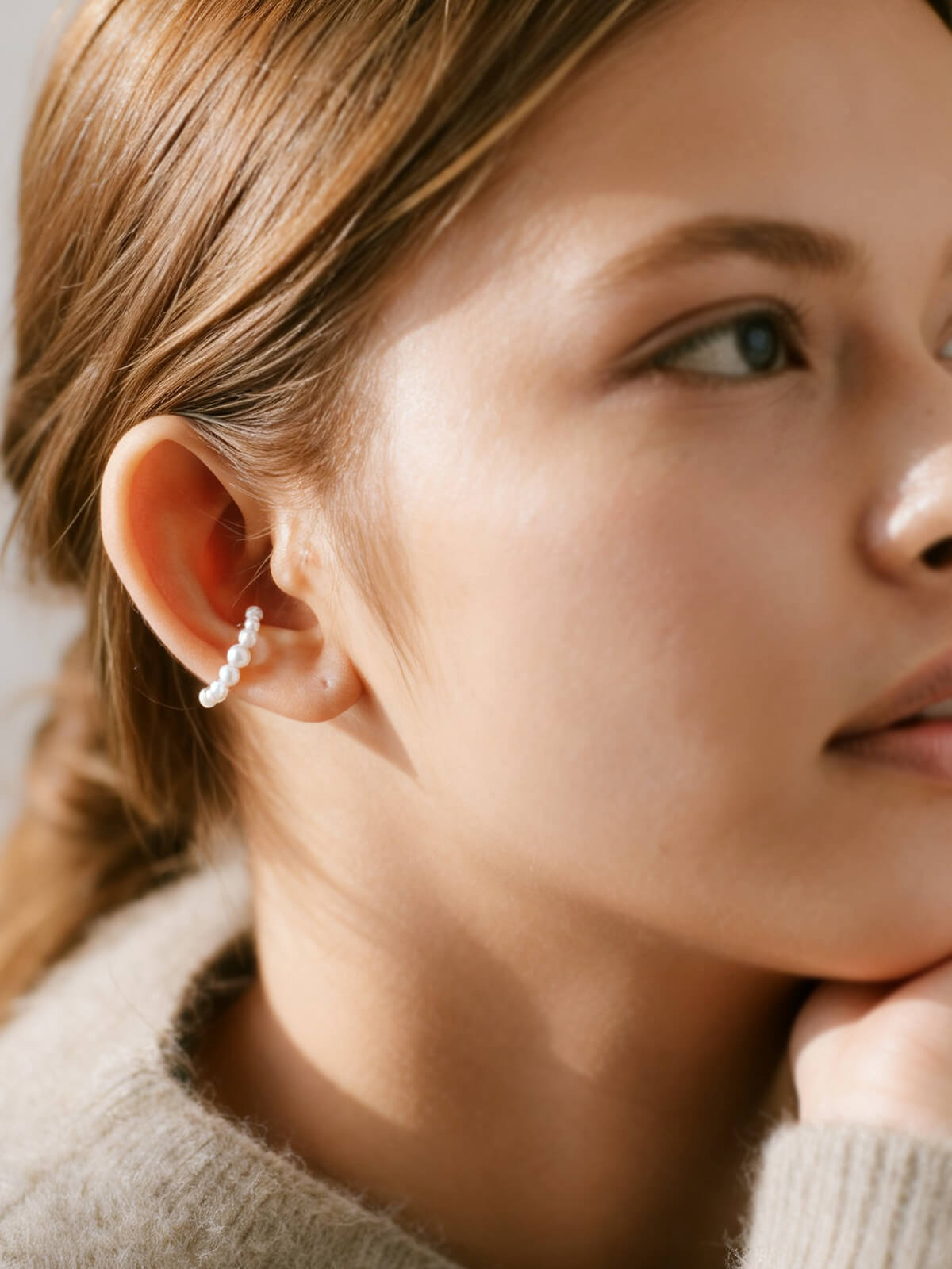 10K Gold Tambourine Pearl Earcuff | PANDERETTA