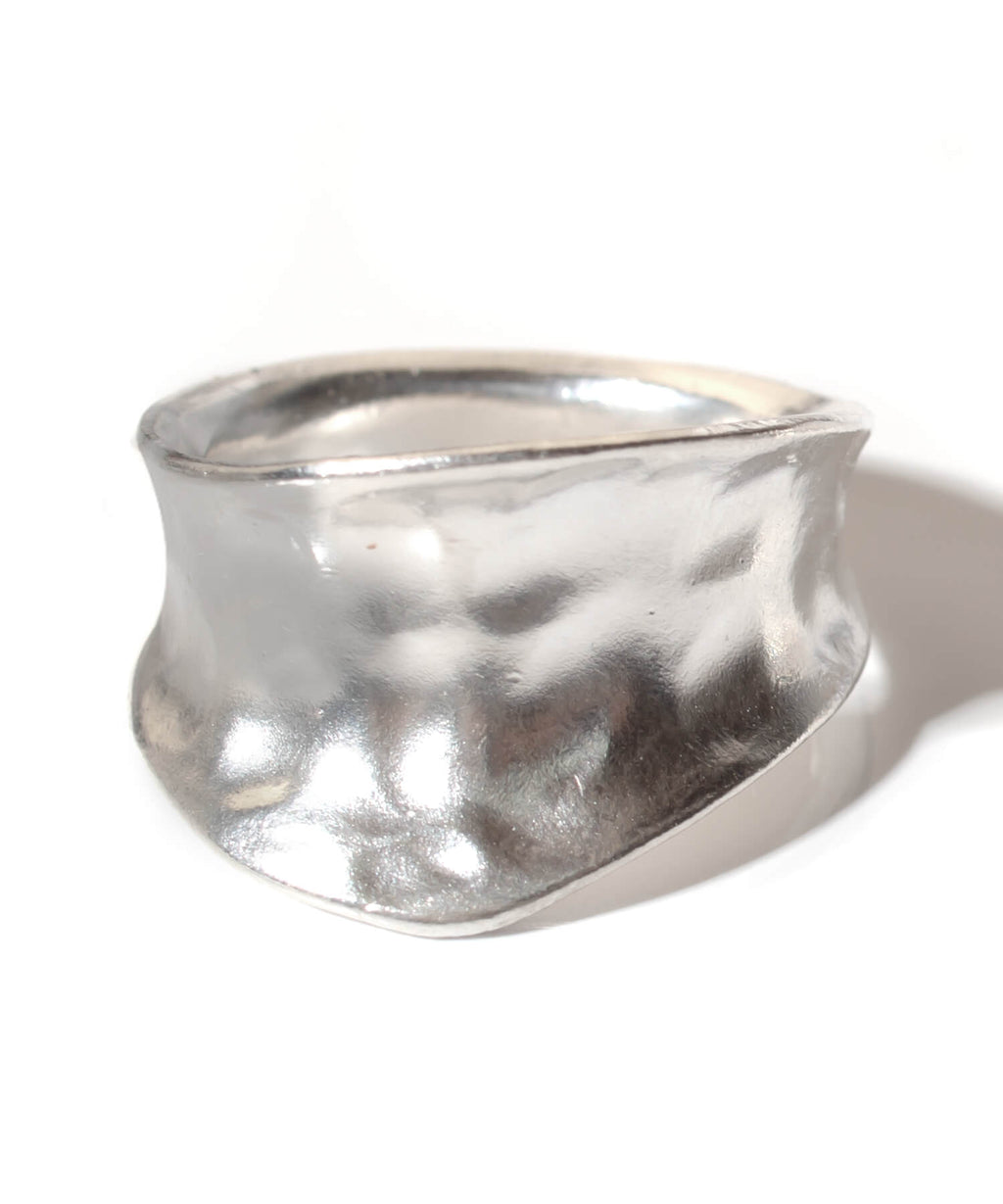 925 Sterling Silver Hammered Wide Ring | MOONU
