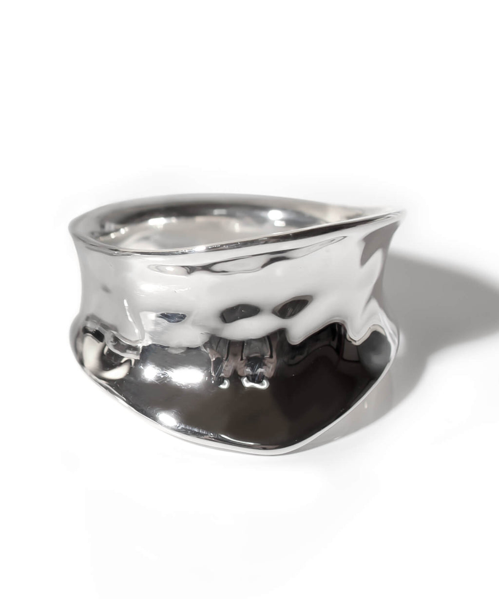 925 Sterling Silver Hammered Wide Ring | MOONU