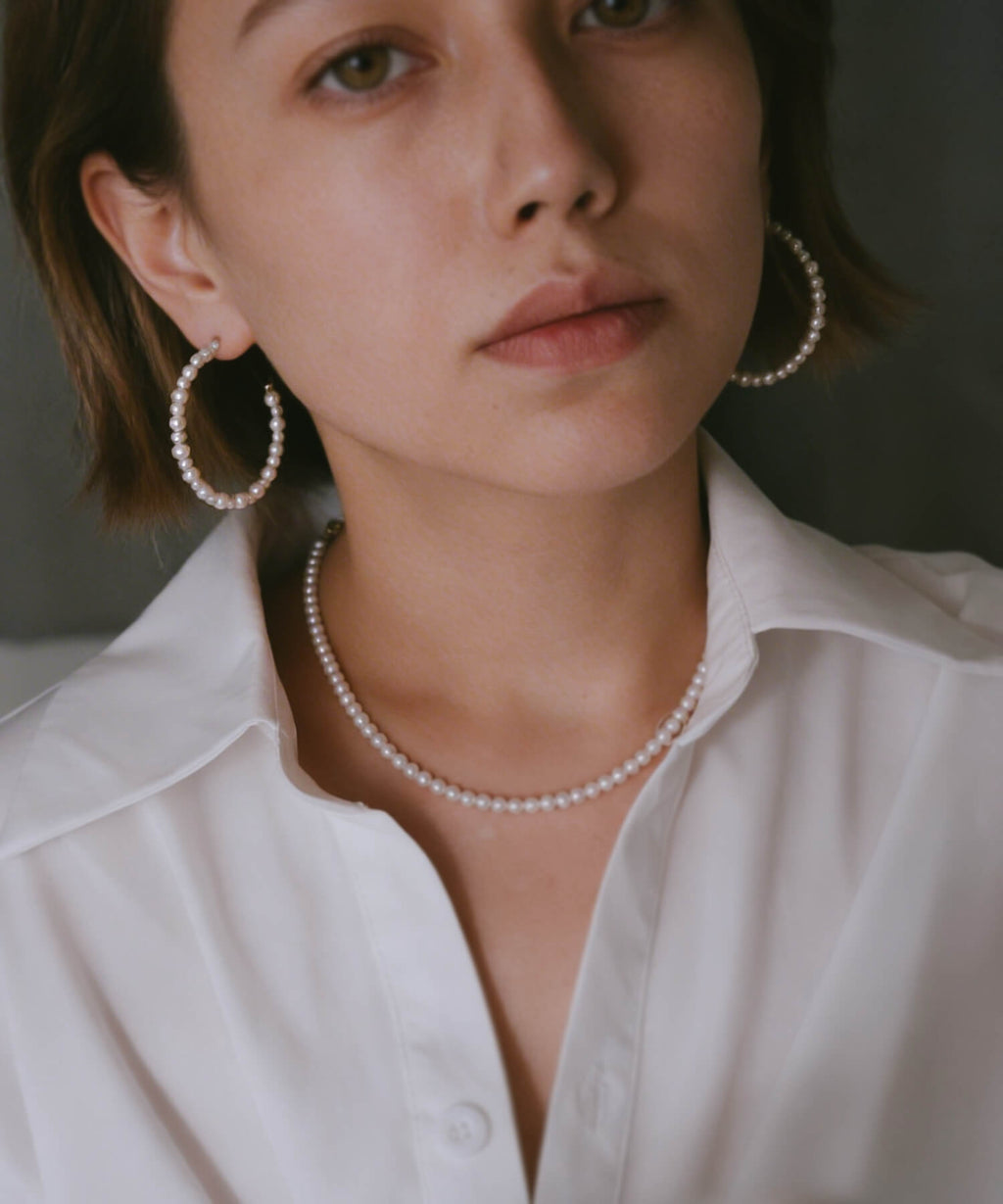 18K Gold Plated Sterling Silver Aperta Pearl Hoop Earrings | MUNE