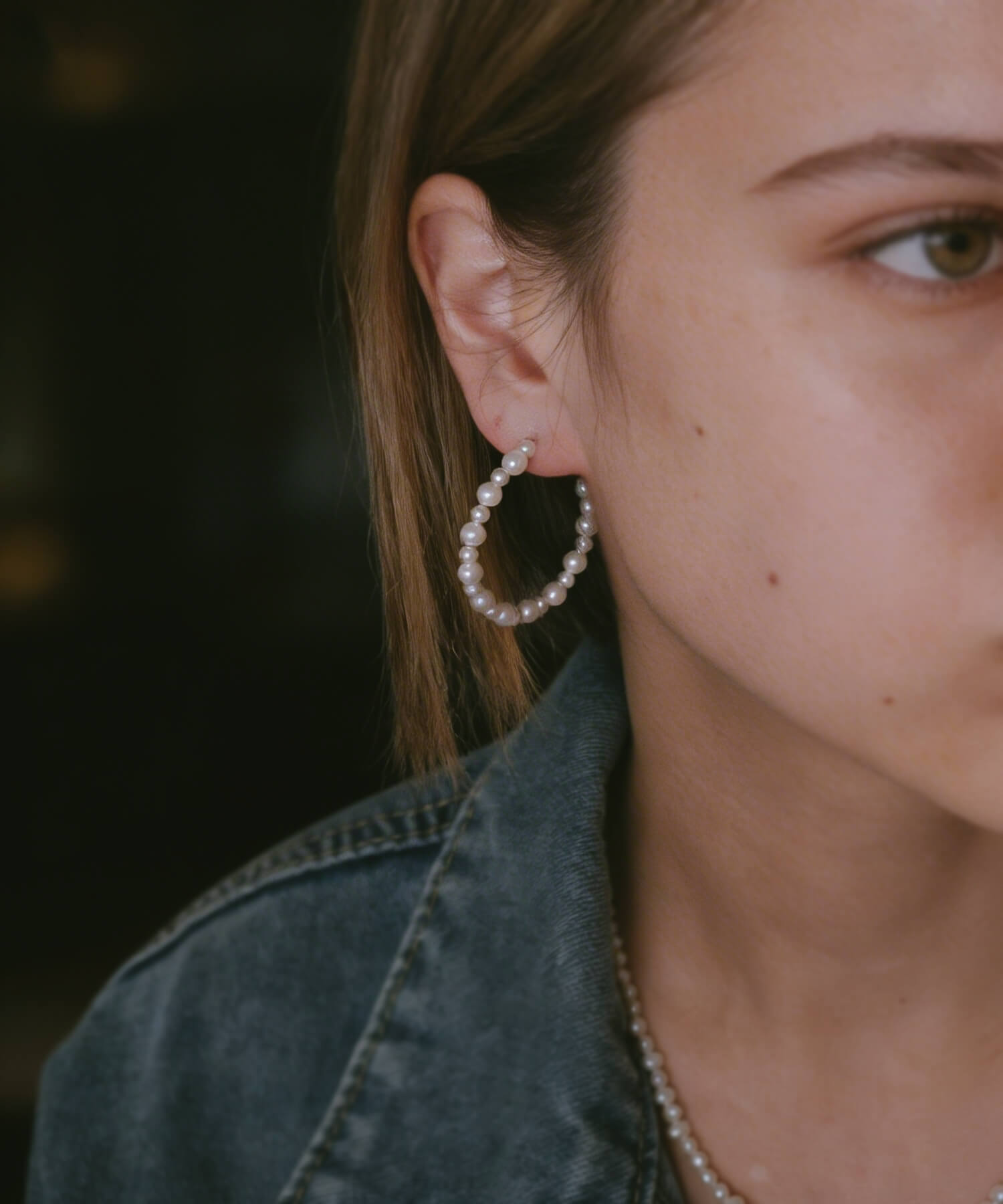 18K Gold Plated Sterling Silver Aperta Pearl Hoop Earrings | MUNE