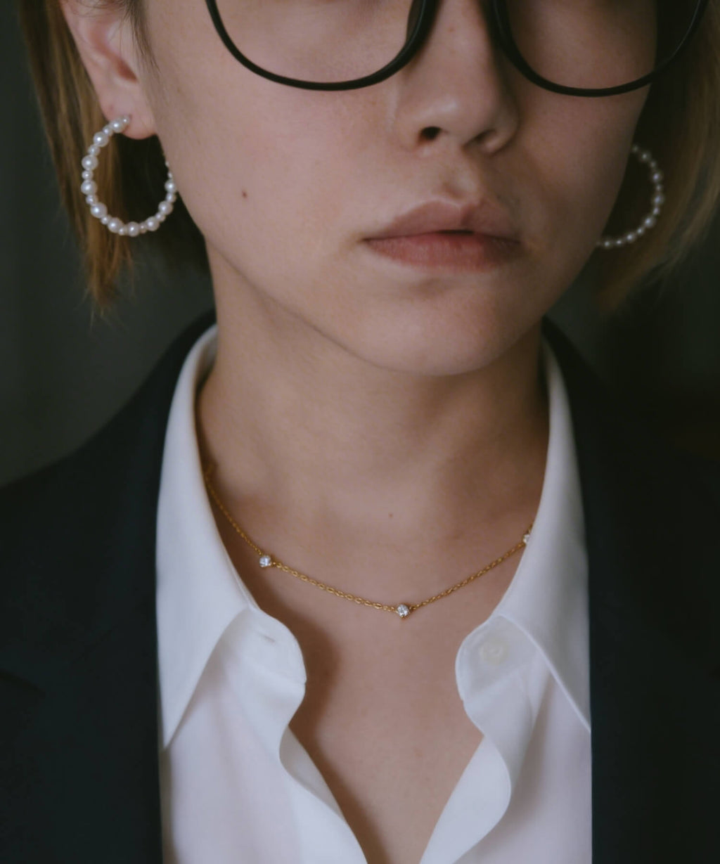 18K Gold Plated Sterling Silver Aperta Pearl Hoop Earrings | MUNE