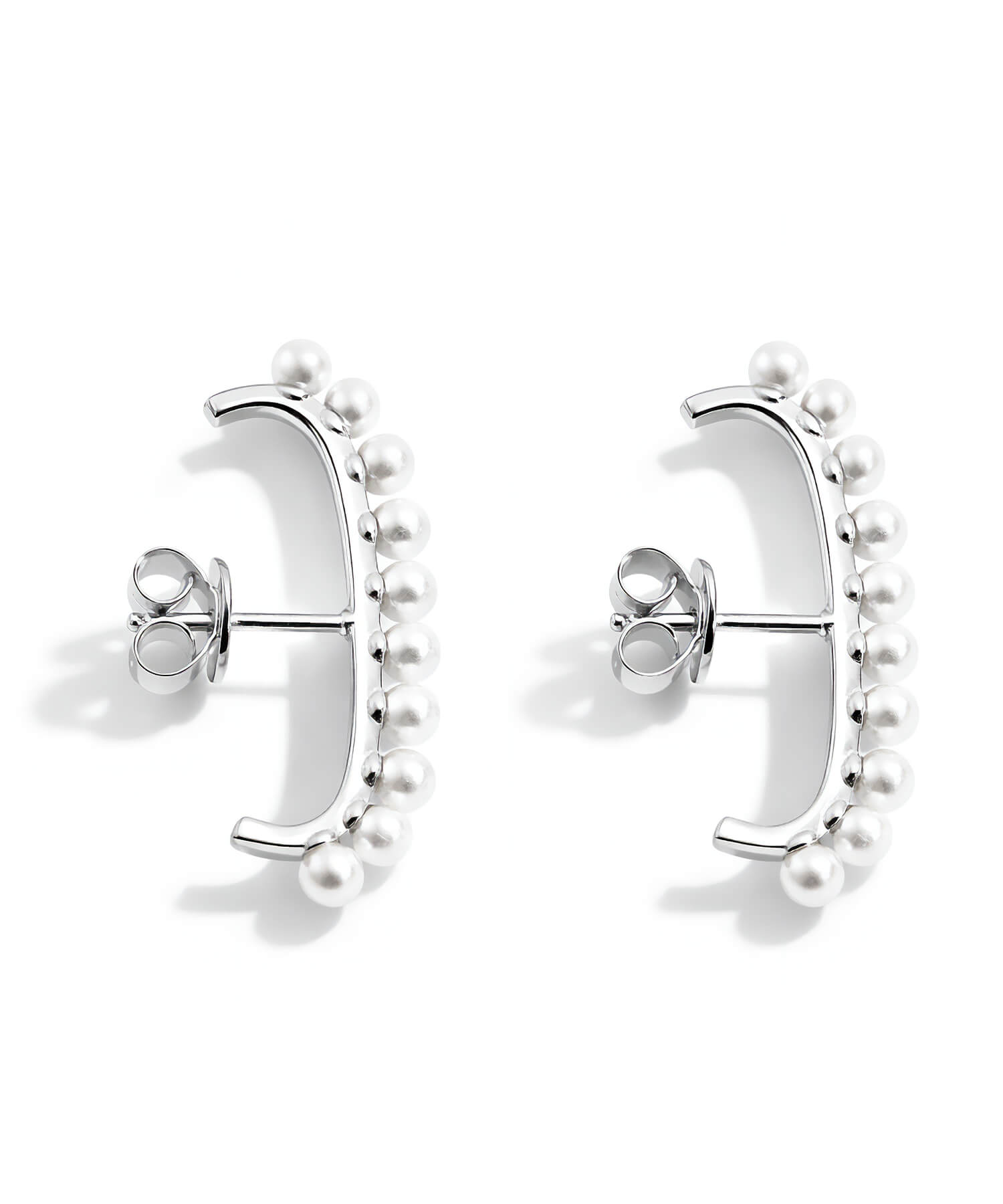 18K Gold Plated Sterling Silver Lune Bow Pearl Earrings | NELVI