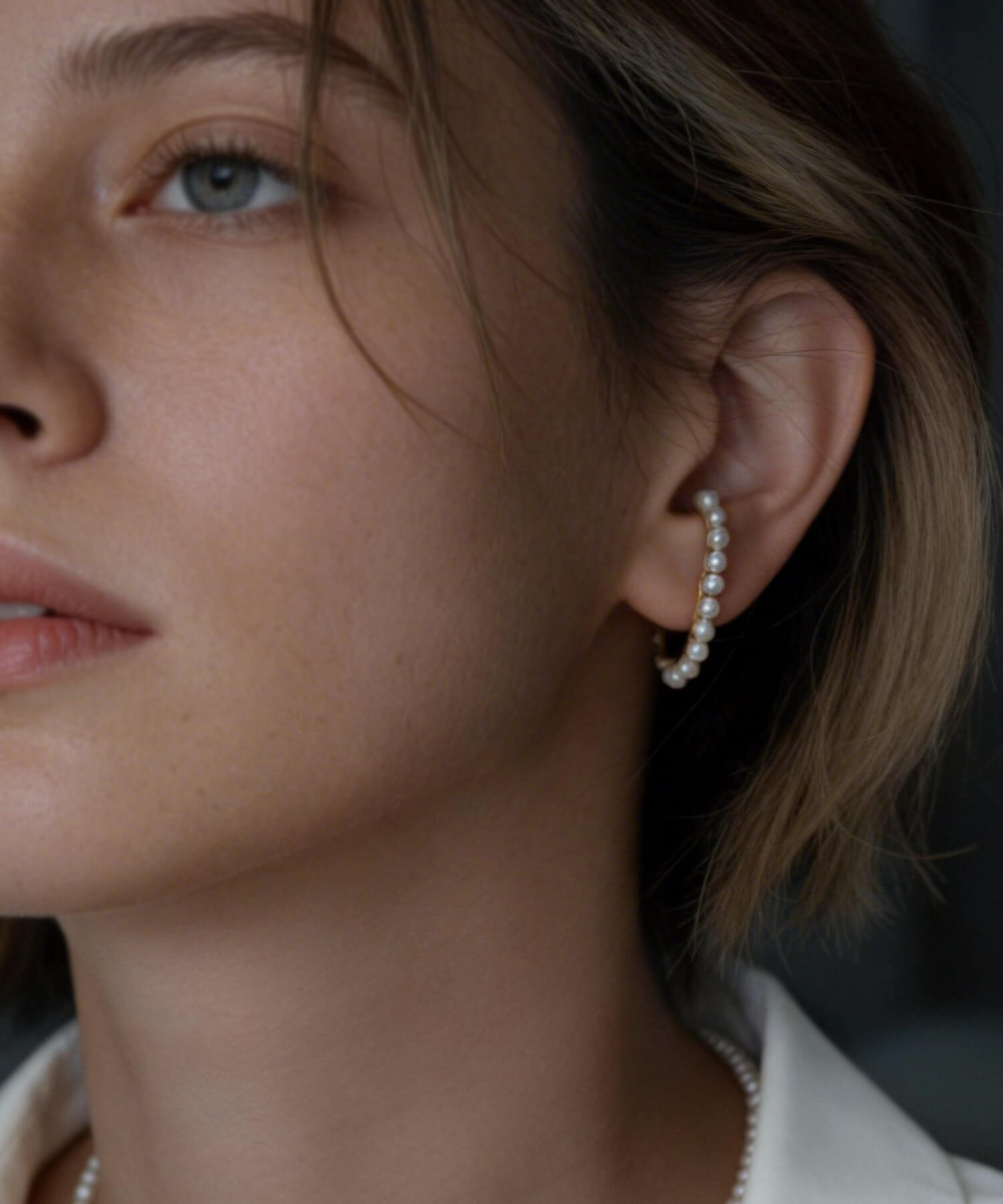 18K Gold Plated Sterling Silver Lune Bow Pearl Earrings | NELVI