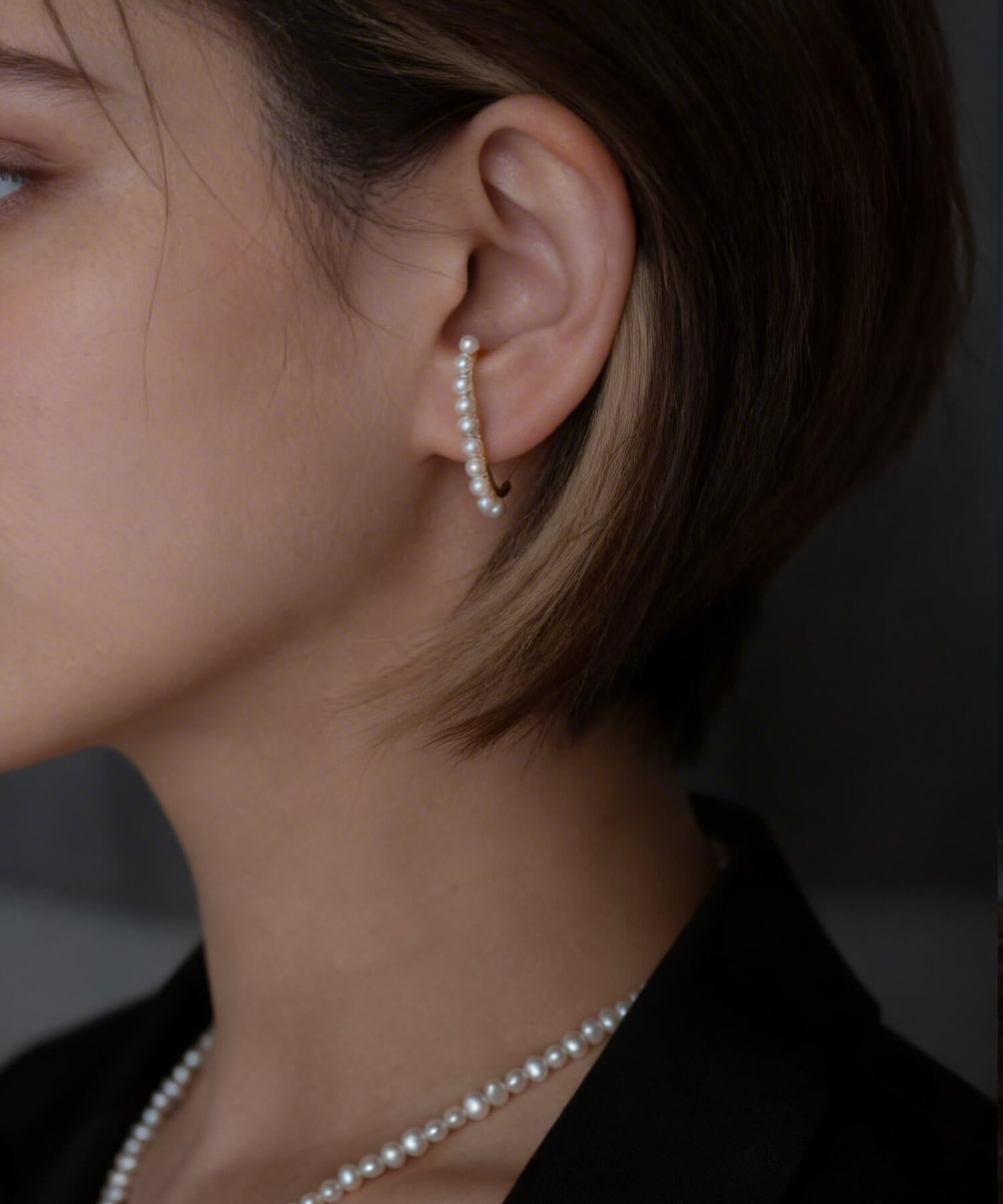 18K Gold Plated Sterling Silver Lune Bow Pearl Earrings | NELVI