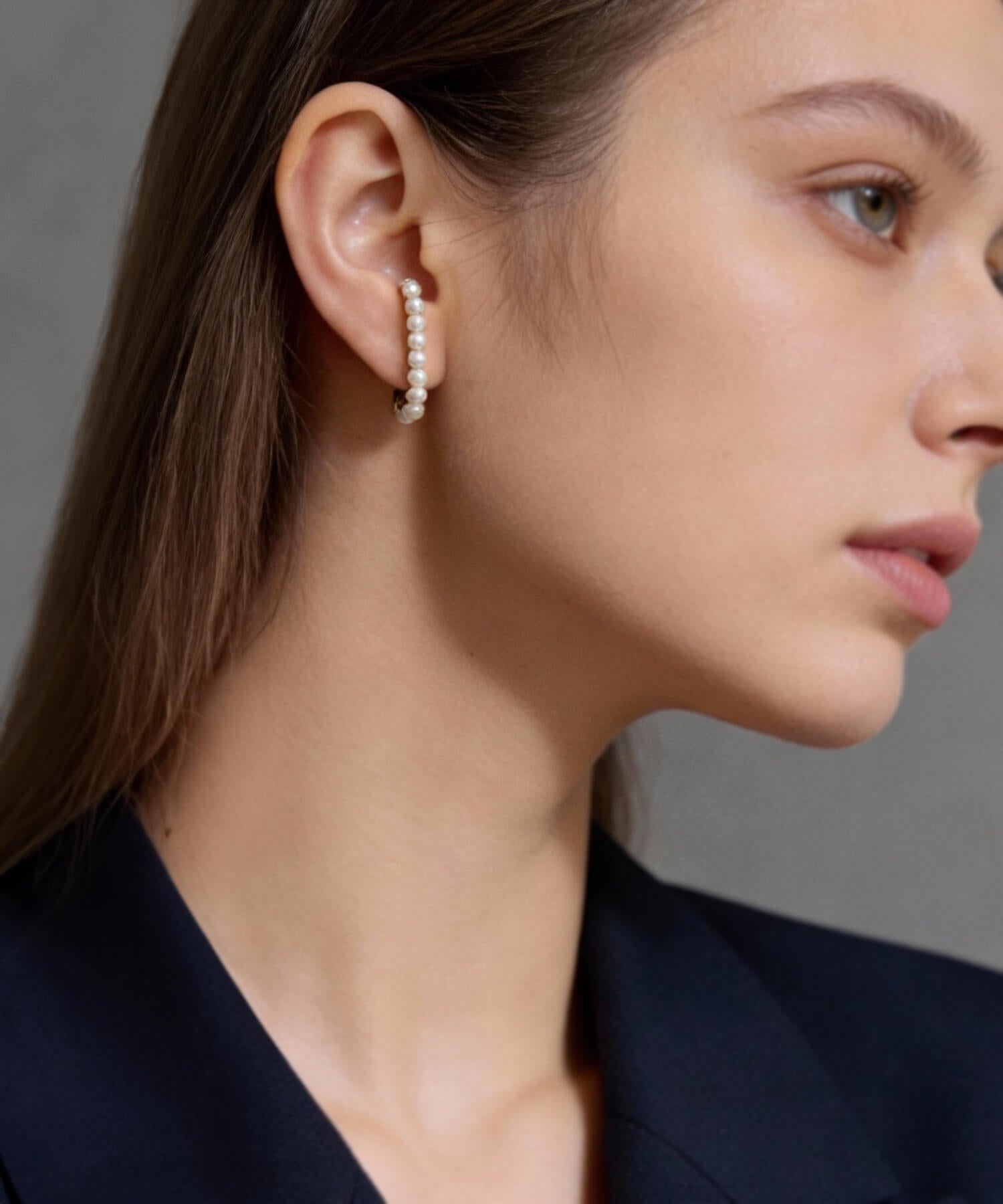 18K Gold Plated Sterling Silver Lune Bow Pearl Earrings | NELVI