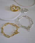 18K Gold Plated Sterling Silver Twisted Link Chain Toggle Bracelet | NERIO