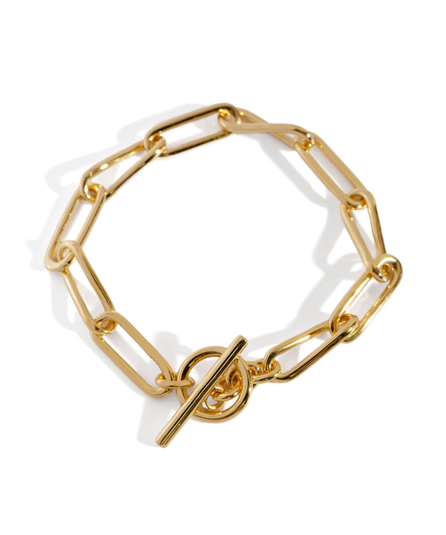 18K Gold Plated Sterling Silver Twisted Link Chain Toggle Bracelet | NERIO