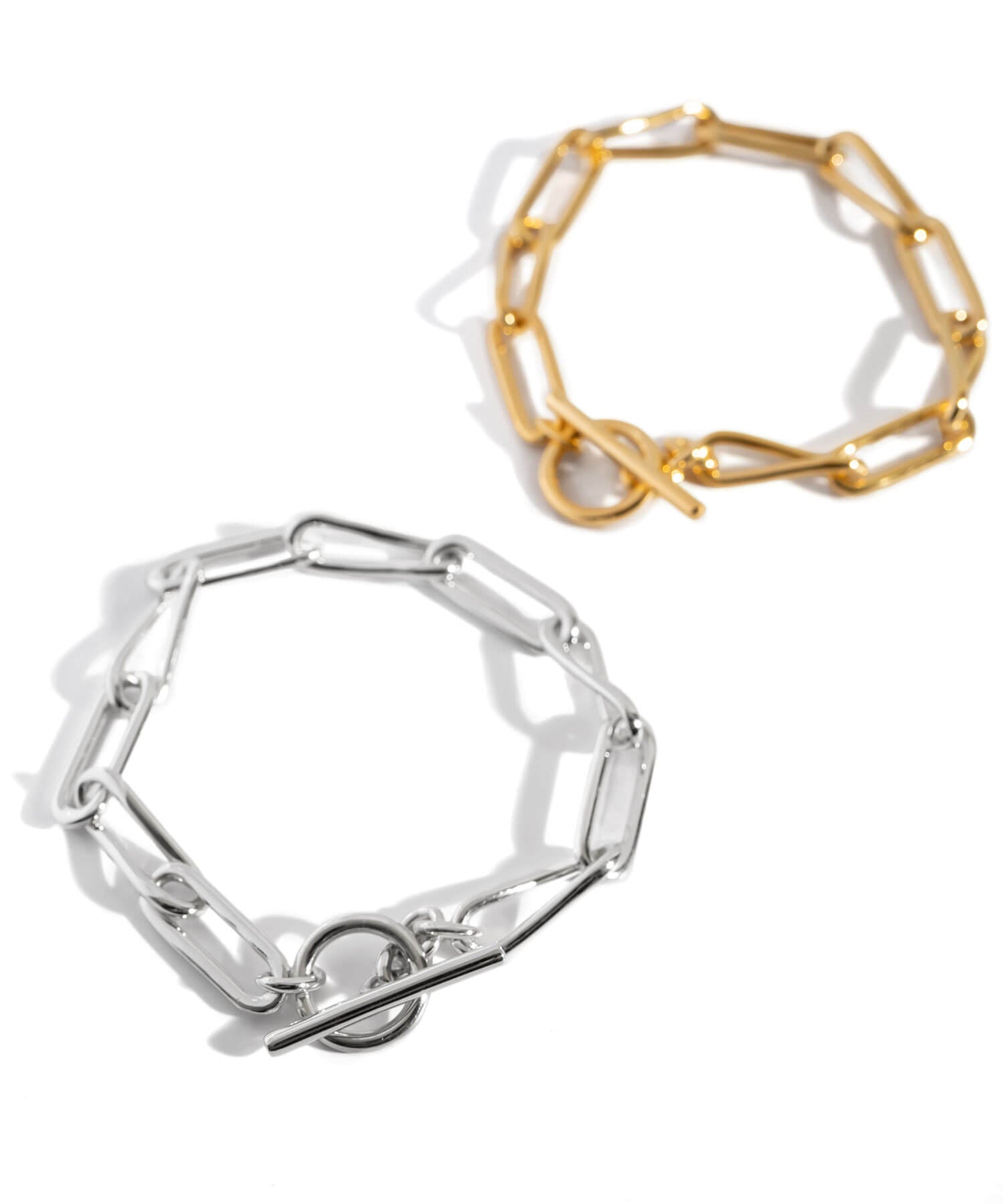 18K Gold Plated Sterling Silver Twisted Link Chain Toggle Bracelet | NERIO