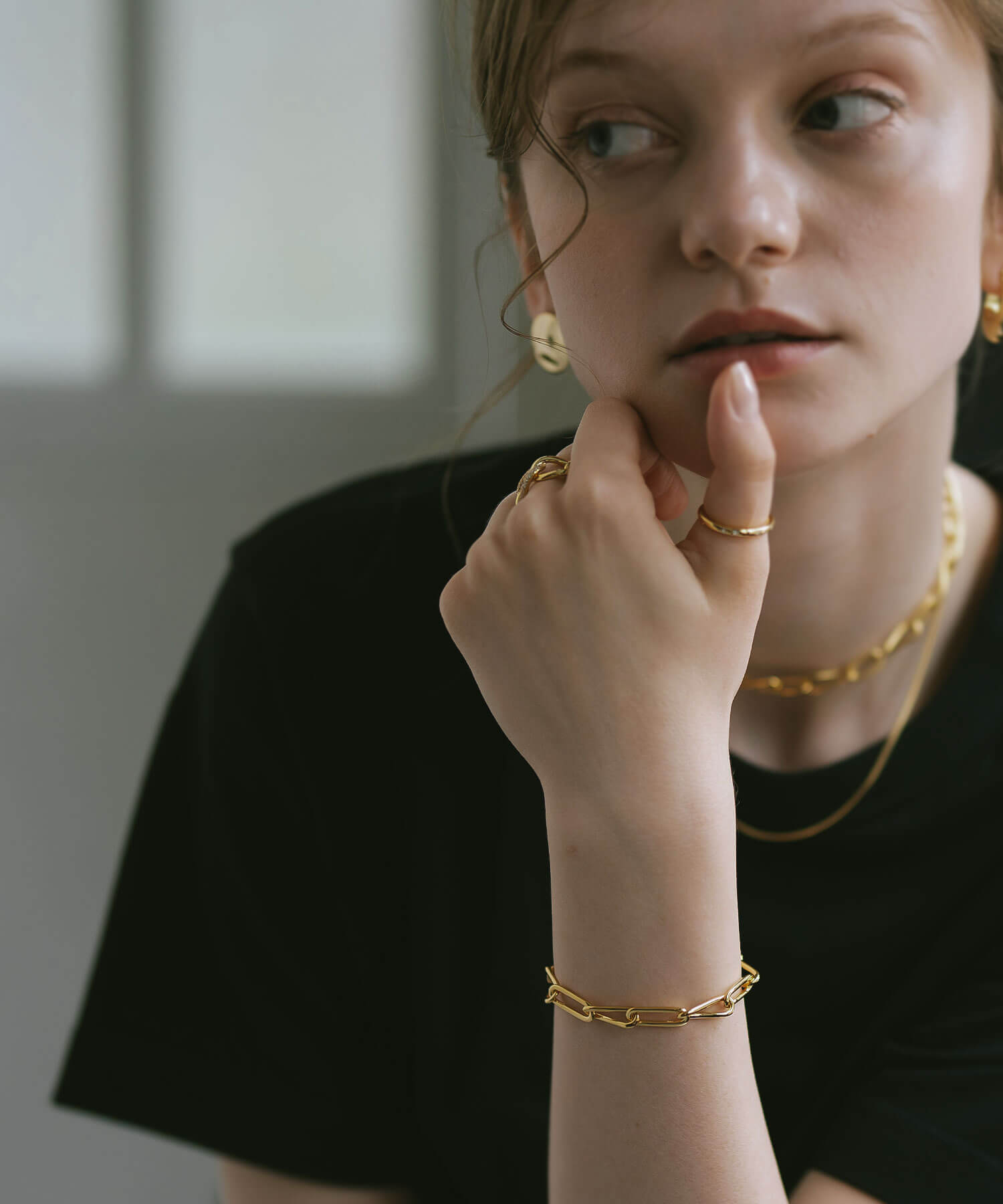 18K Gold Plated Sterling Silver Twisted Link Chain Toggle Bracelet | NERIO