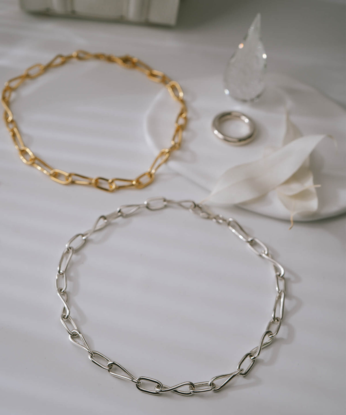 Sterling silver dual flow chain choker necklace | NERIO