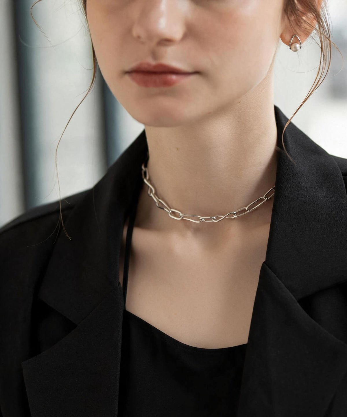Sterling silver dual flow chain choker necklace | NERIO