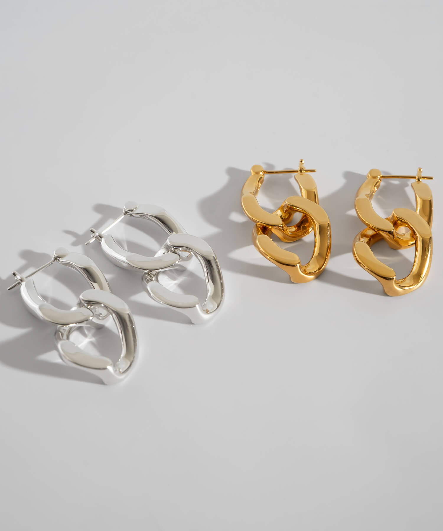 18K Gold Plated Sterling Silver Cunkey Chain Earrings | NEVIEN