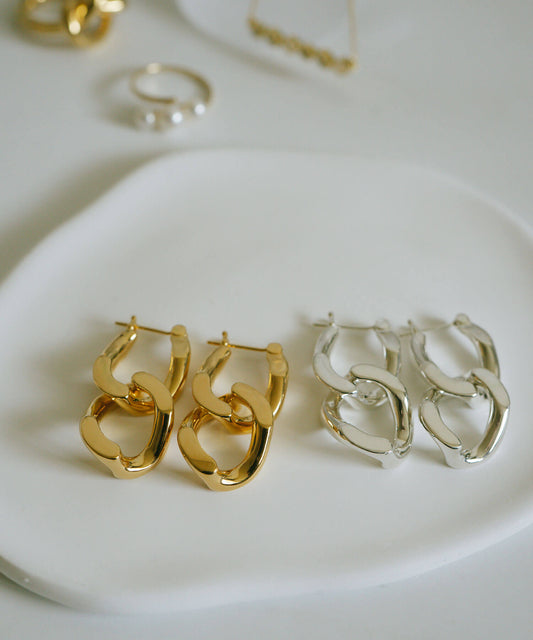 Silver925 Cunkey Chain Earrings | NEVIEN