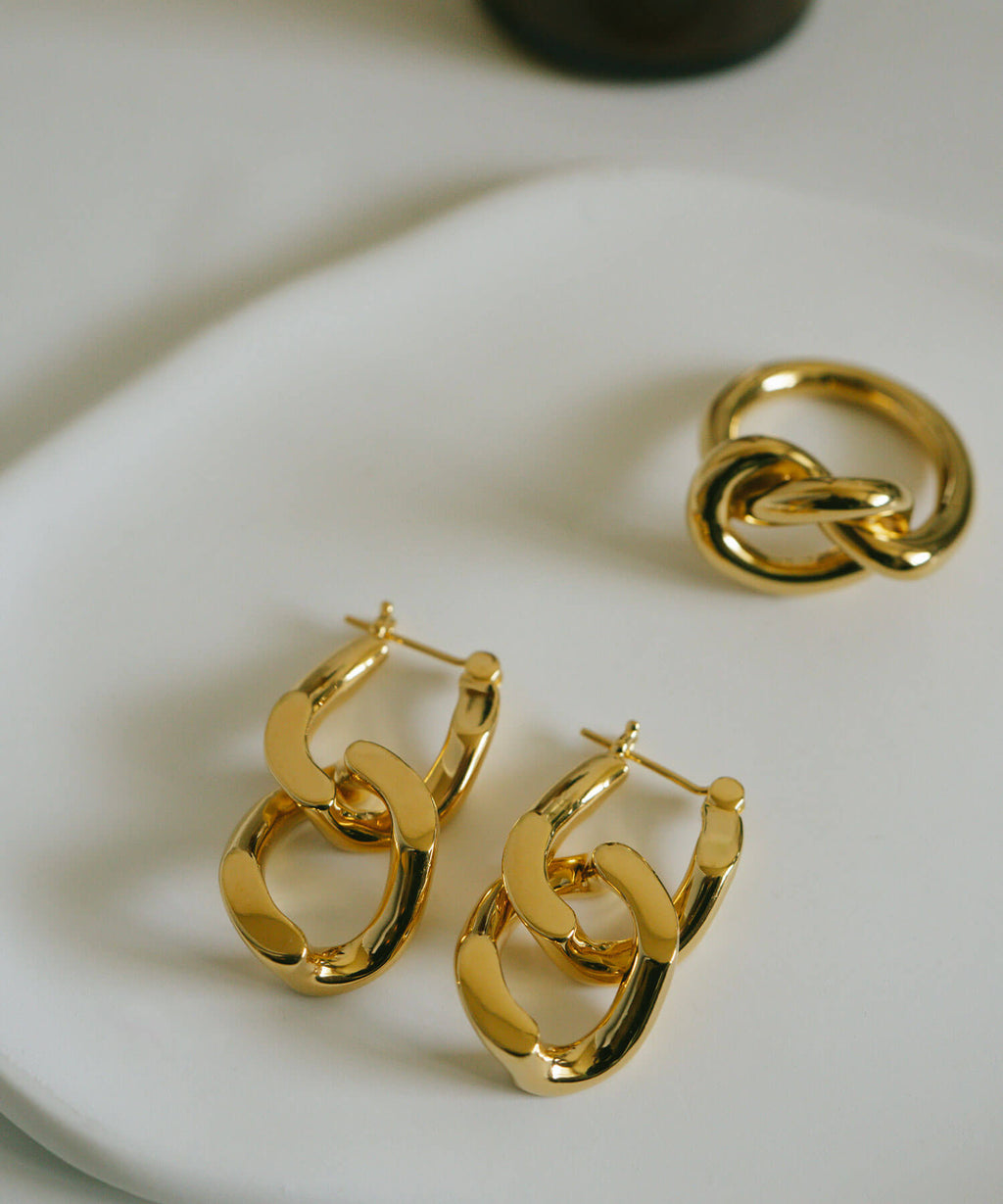 18K Gold Plated Sterling Silver Cunkey Chain Earrings | NEVIEN